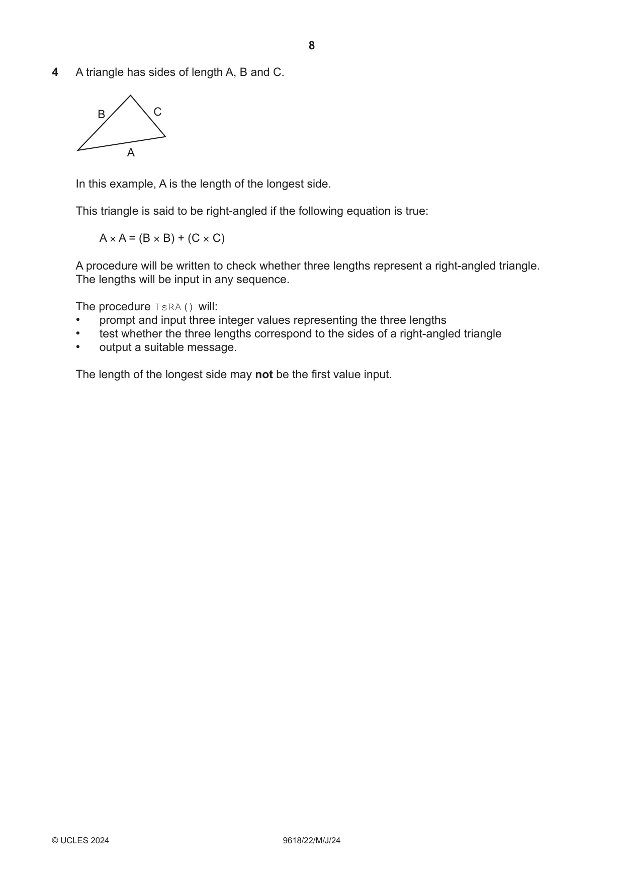 Cambridge A Level Computer Science 9618 2024 May/June Paper 2 · Variant 2 question paper, page 8 of 24
