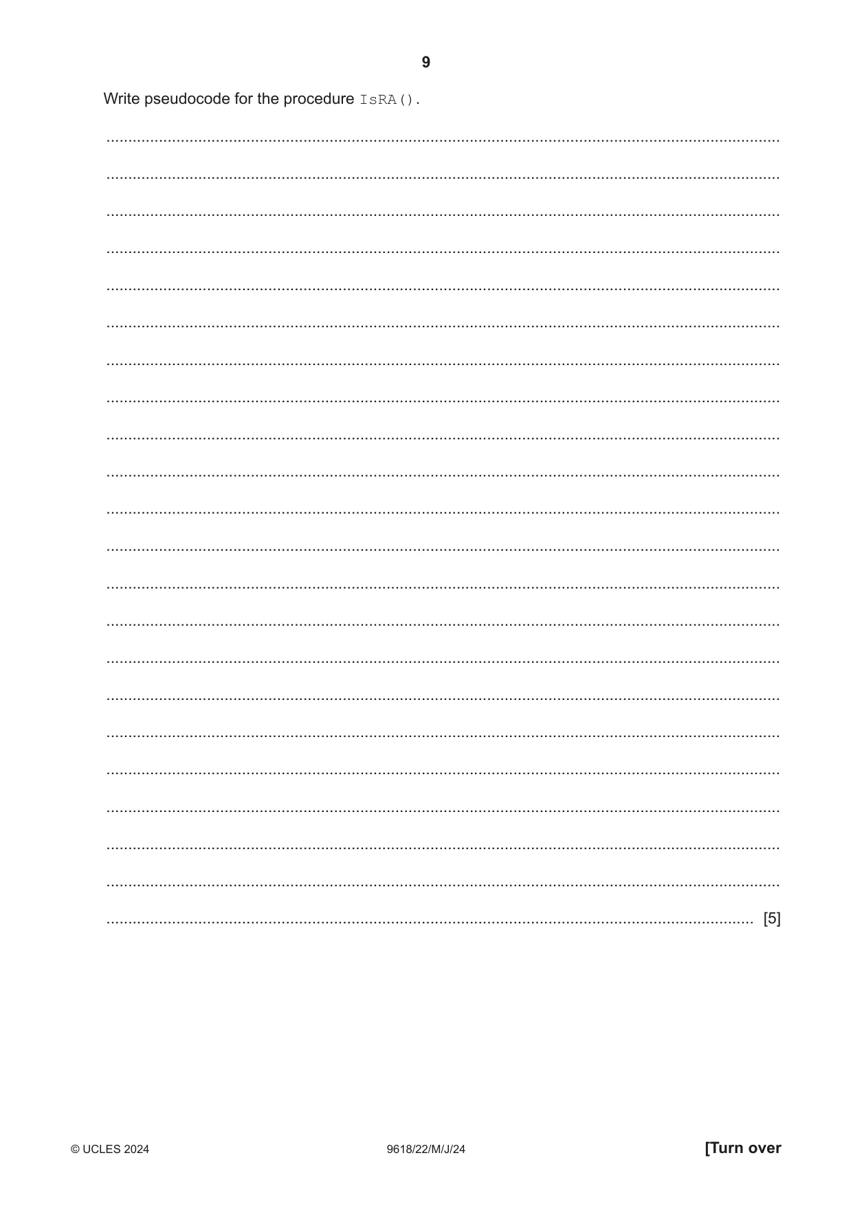 Cambridge A Level Computer Science 9618 2024 May/June Paper 2 · Variant 2 question paper, page 9 of 24
