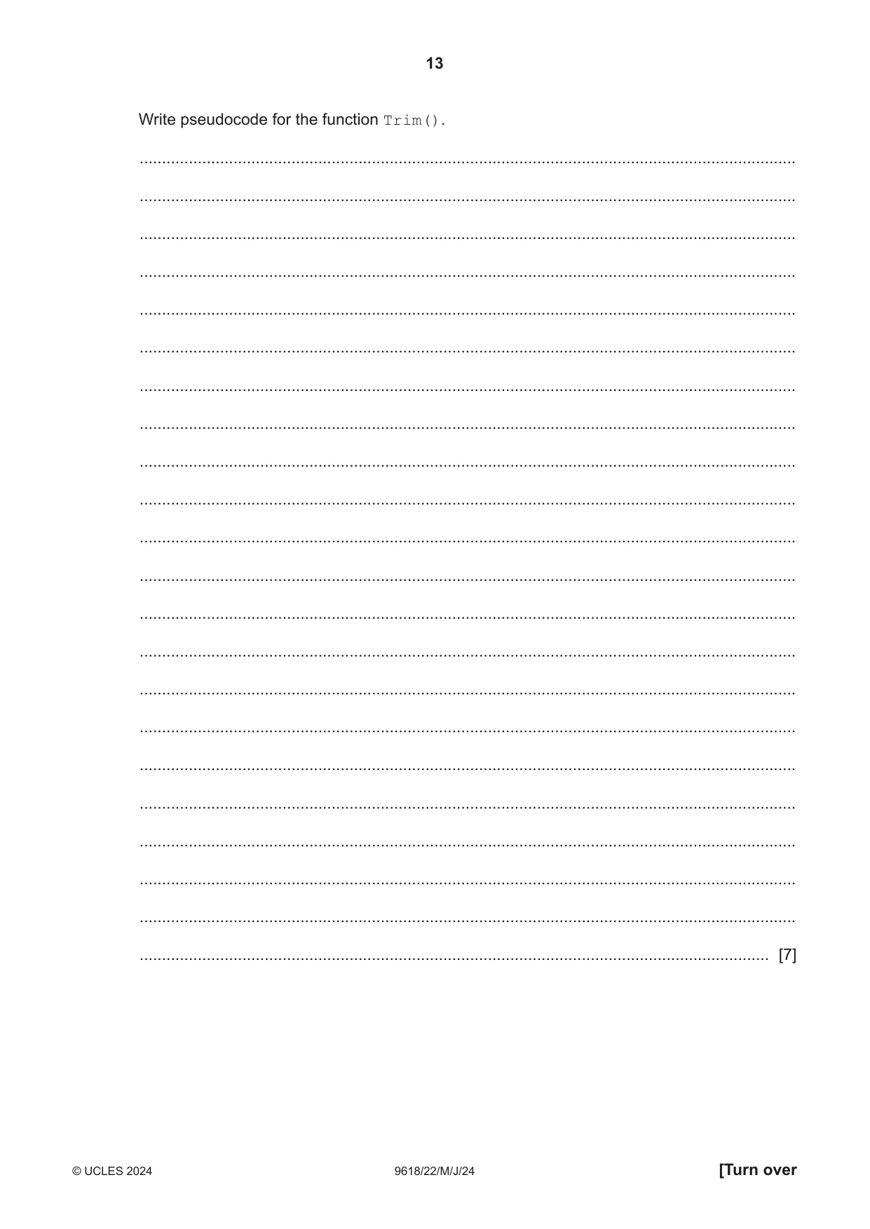 Cambridge A Level Computer Science 9618 2024 May/June Paper 2 · Variant 2 question paper, page 13 of 24