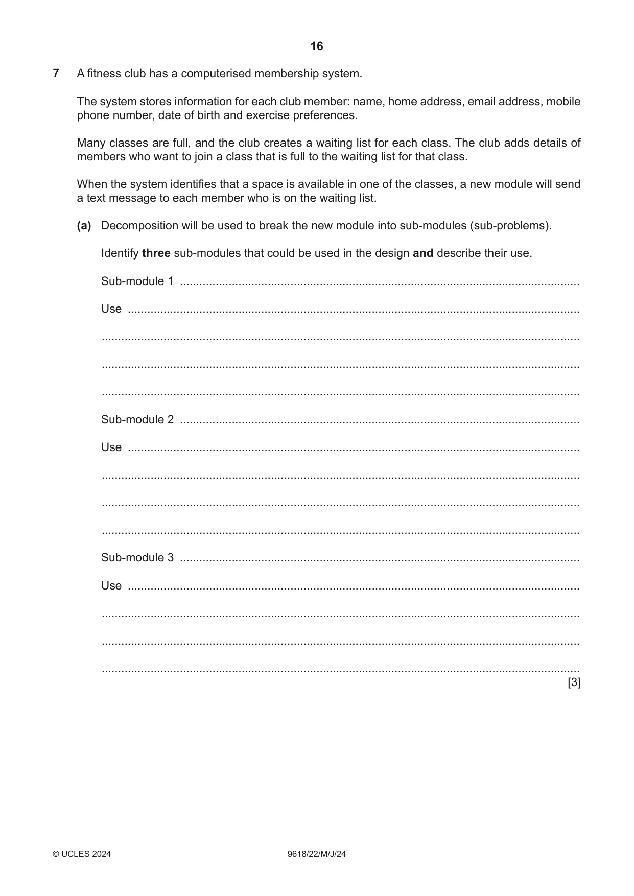 Cambridge A Level Computer Science 9618 2024 May/June Paper 2 · Variant 2 question paper, page 16 of 24