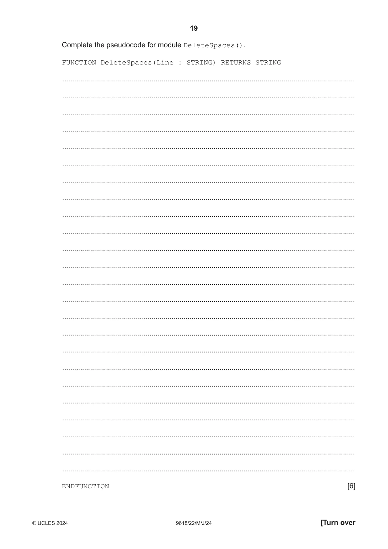 Cambridge A Level Computer Science 9618 2024 May/June Paper 2 · Variant 2 question paper, page 19 of 24