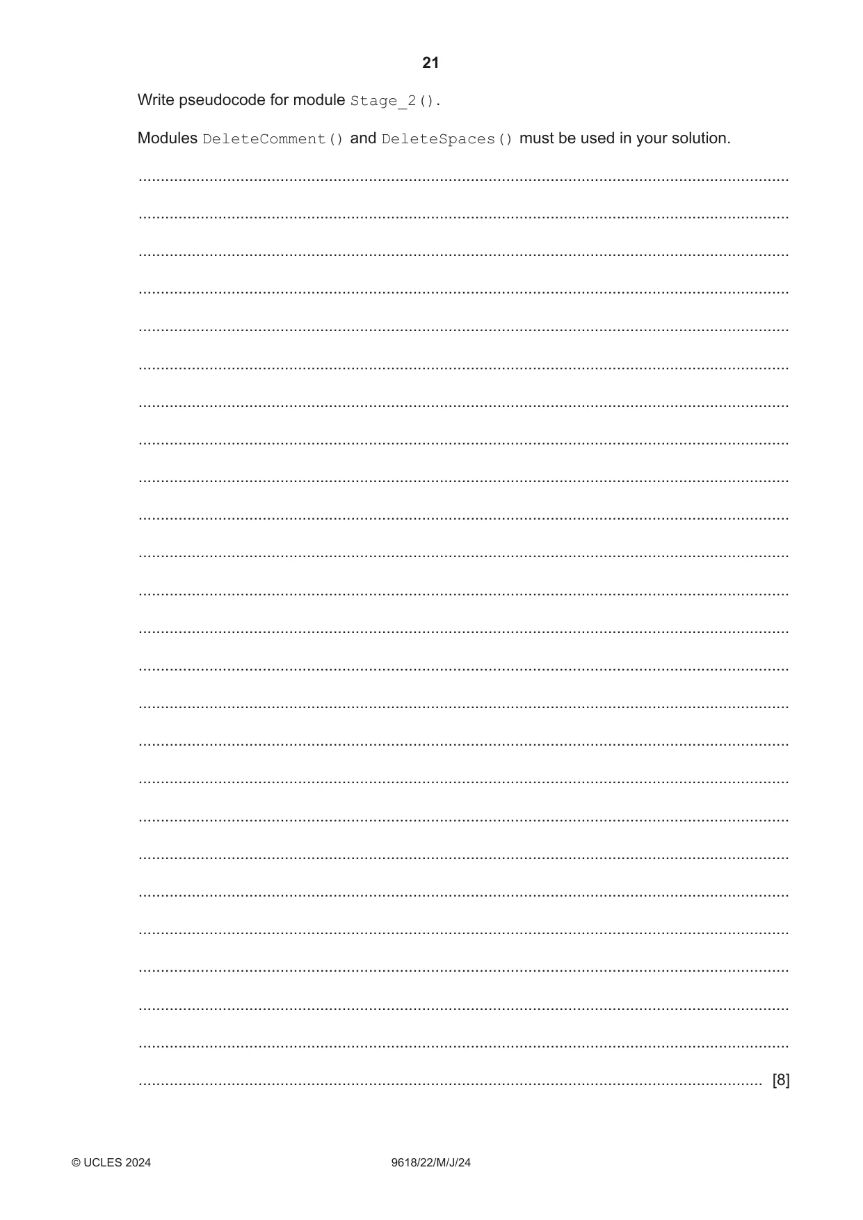 Cambridge A Level Computer Science 9618 2024 May/June Paper 2 · Variant 2 question paper, page 21 of 24