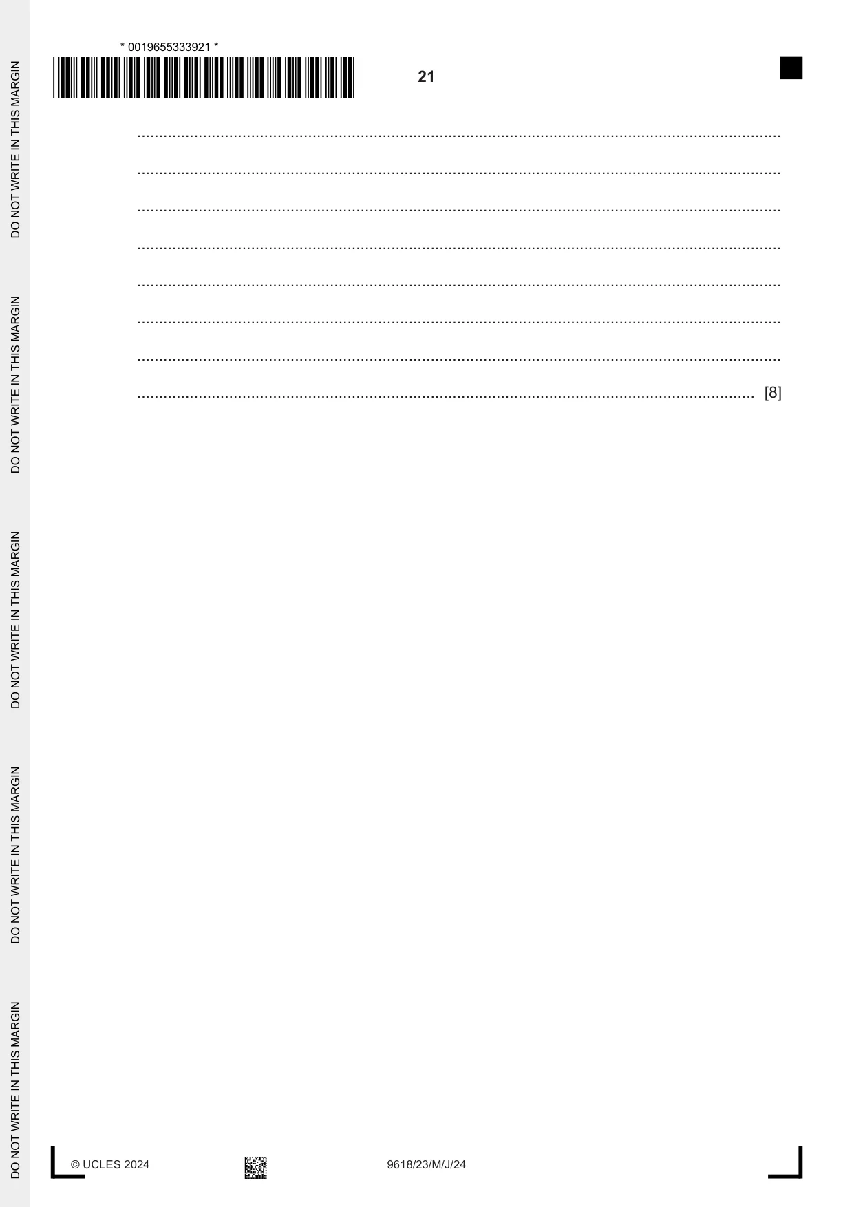 Cambridge A Level Computer Science 9618 2024 May/June Paper 2 · Variant 3 question paper, page 21 of 24