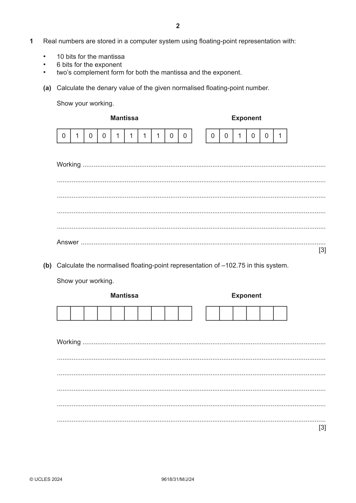 Cambridge A Level Computer Science 9618 2024 May/June Paper 3 · Variant 1 question paper, page 2 of 12