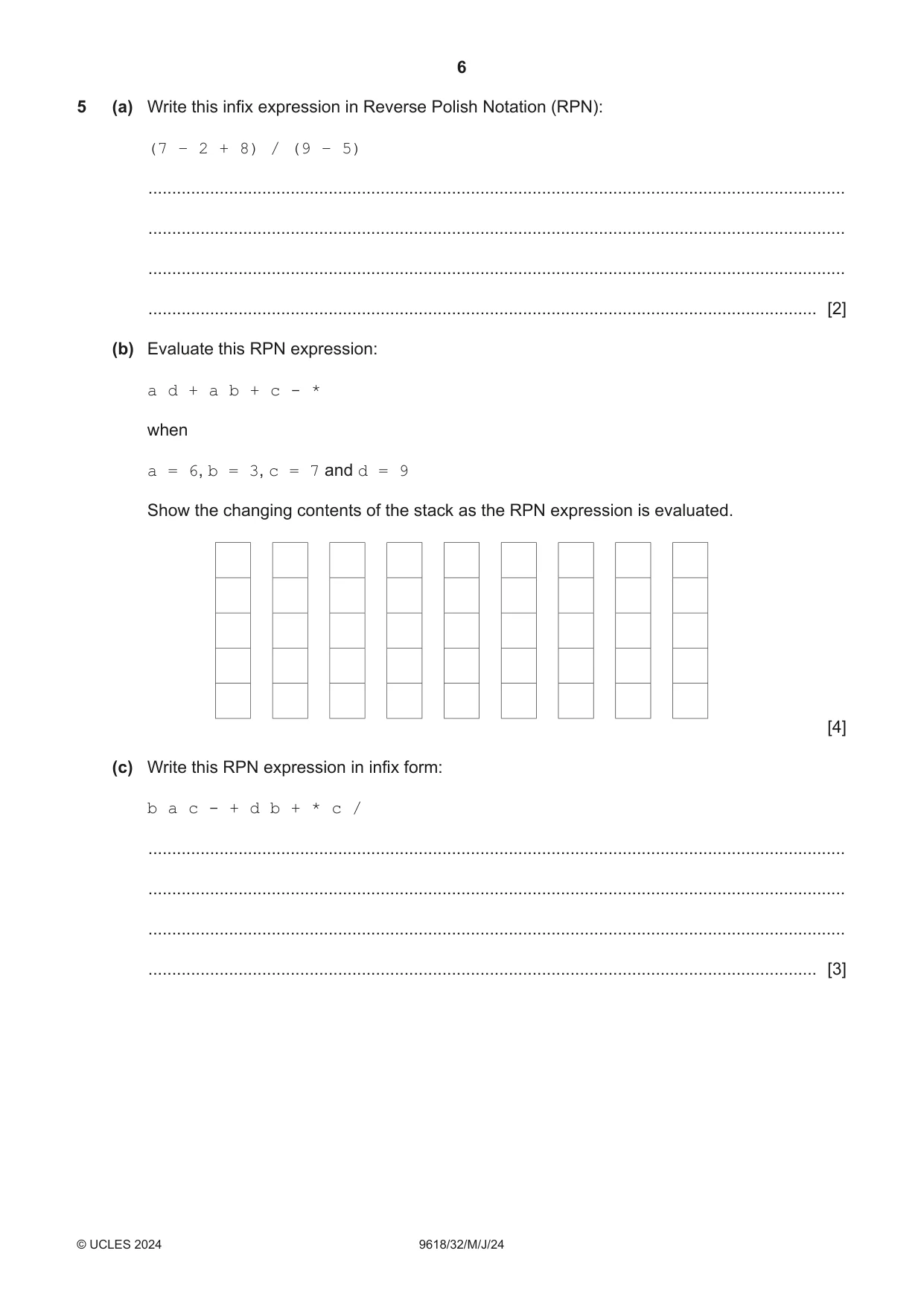 Cambridge A Level Computer Science 9618 2024 May/June Paper 3 · Variant 2 question paper, page 6 of 12