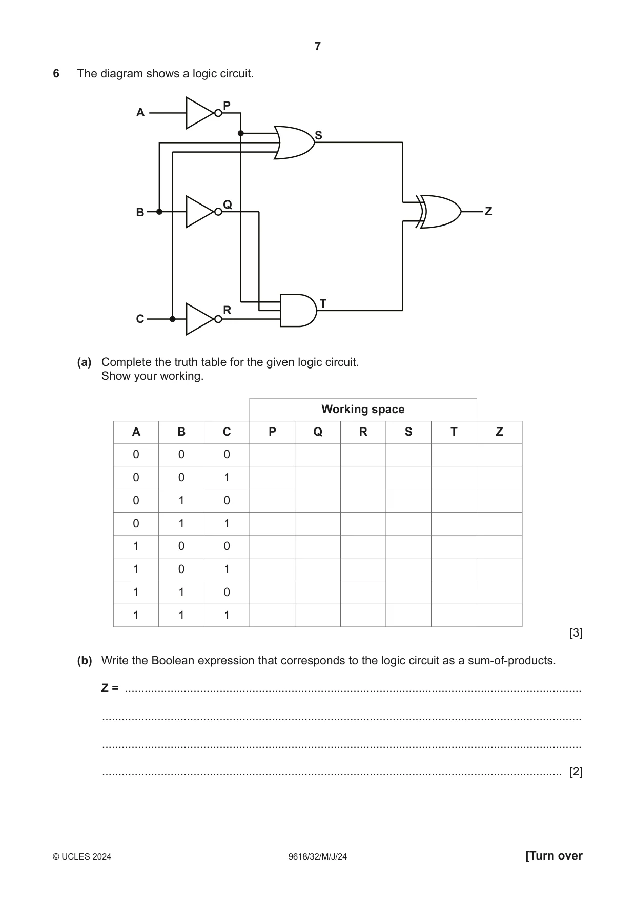 Cambridge A Level Computer Science 9618 2024 May/June Paper 3 · Variant 2 question paper, page 7 of 12