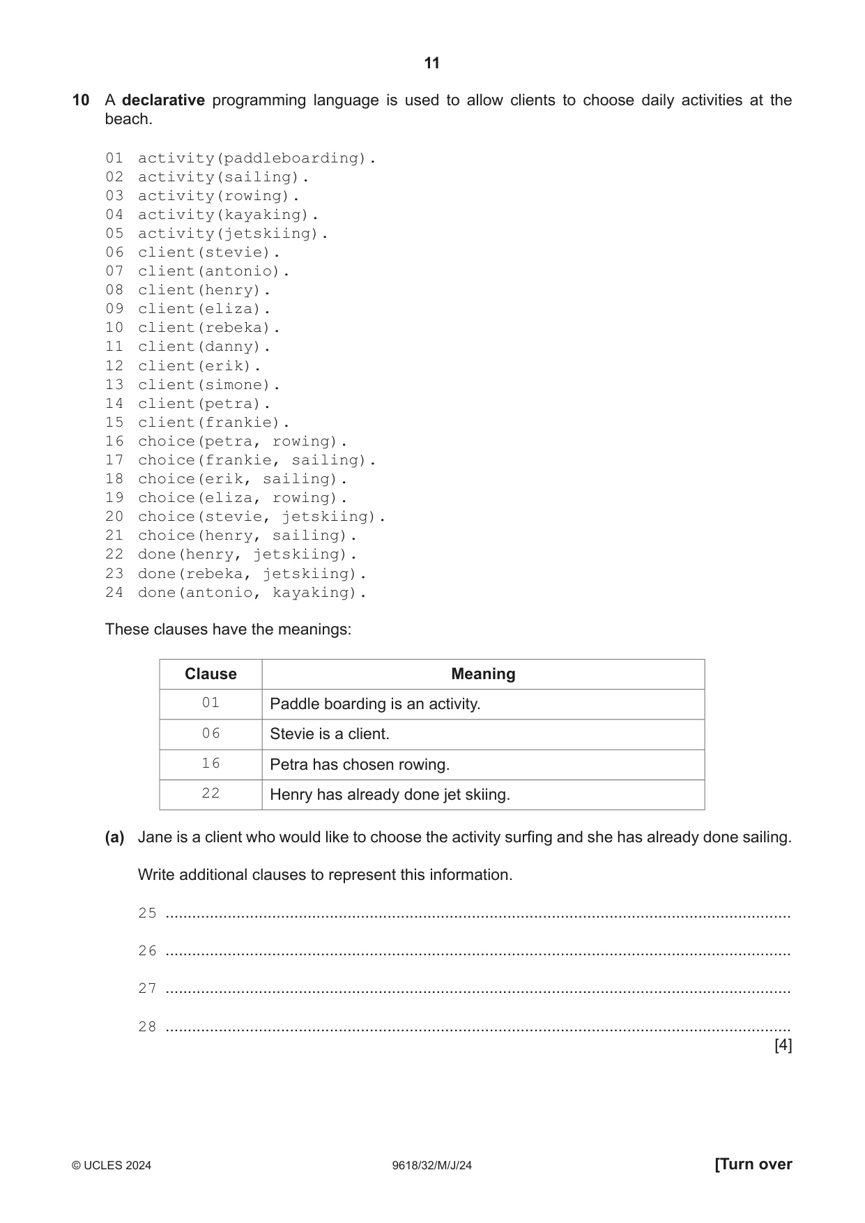 Cambridge A Level Computer Science 9618 2024 May/June Paper 3 · Variant 2 question paper, page 11 of 12