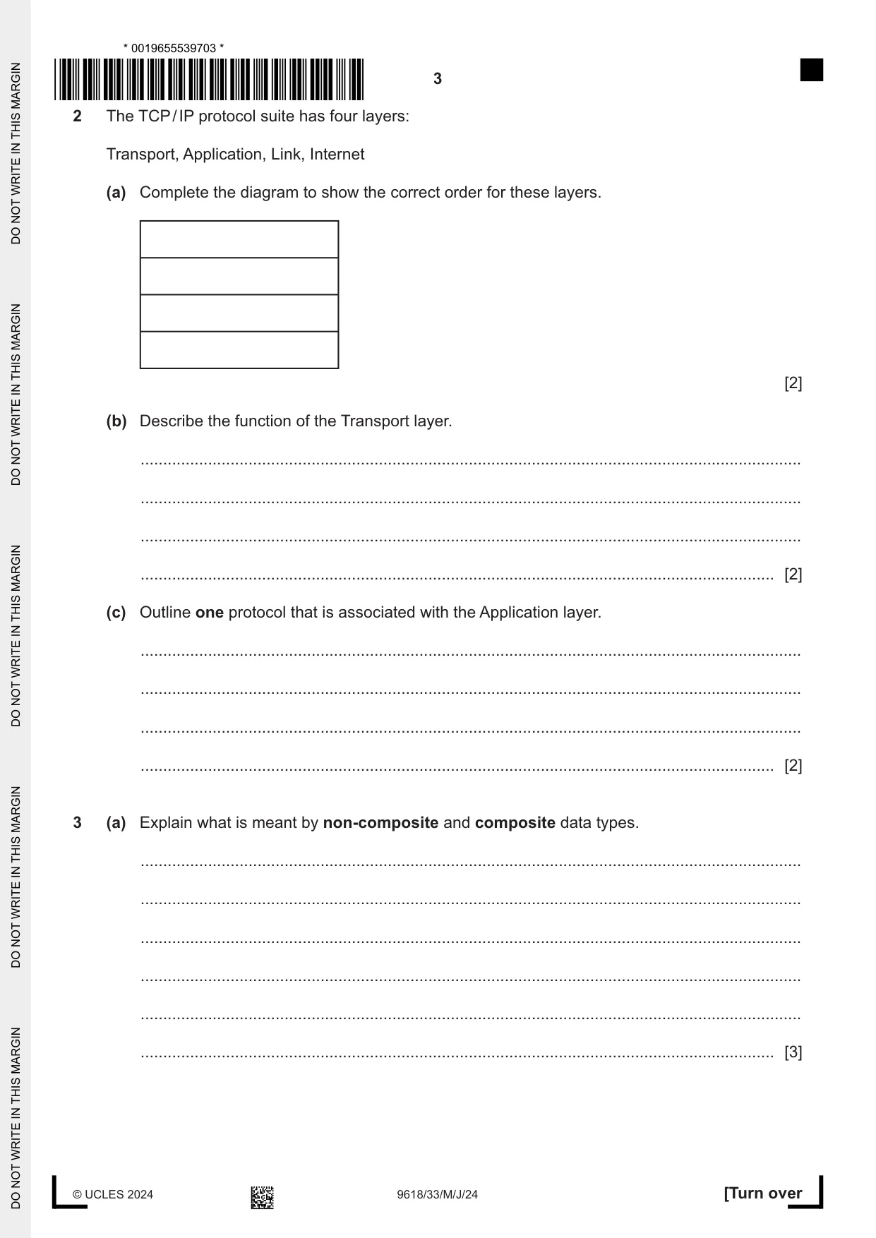 Cambridge A Level Computer Science 9618 2024 May/June Paper 3 · Variant 3 question paper, page 3 of 12