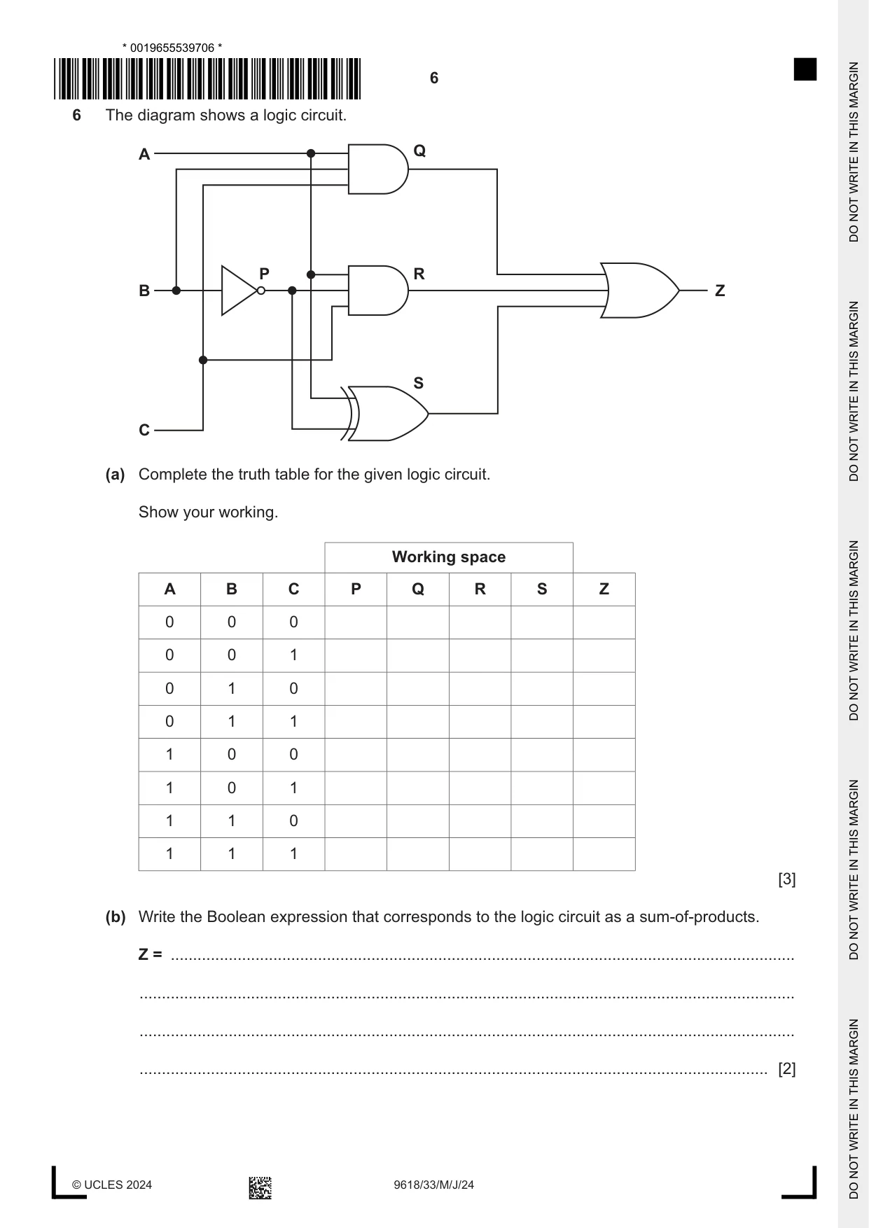 Cambridge A Level Computer Science 9618 2024 May/June Paper 3 · Variant 3 question paper, page 6 of 12
