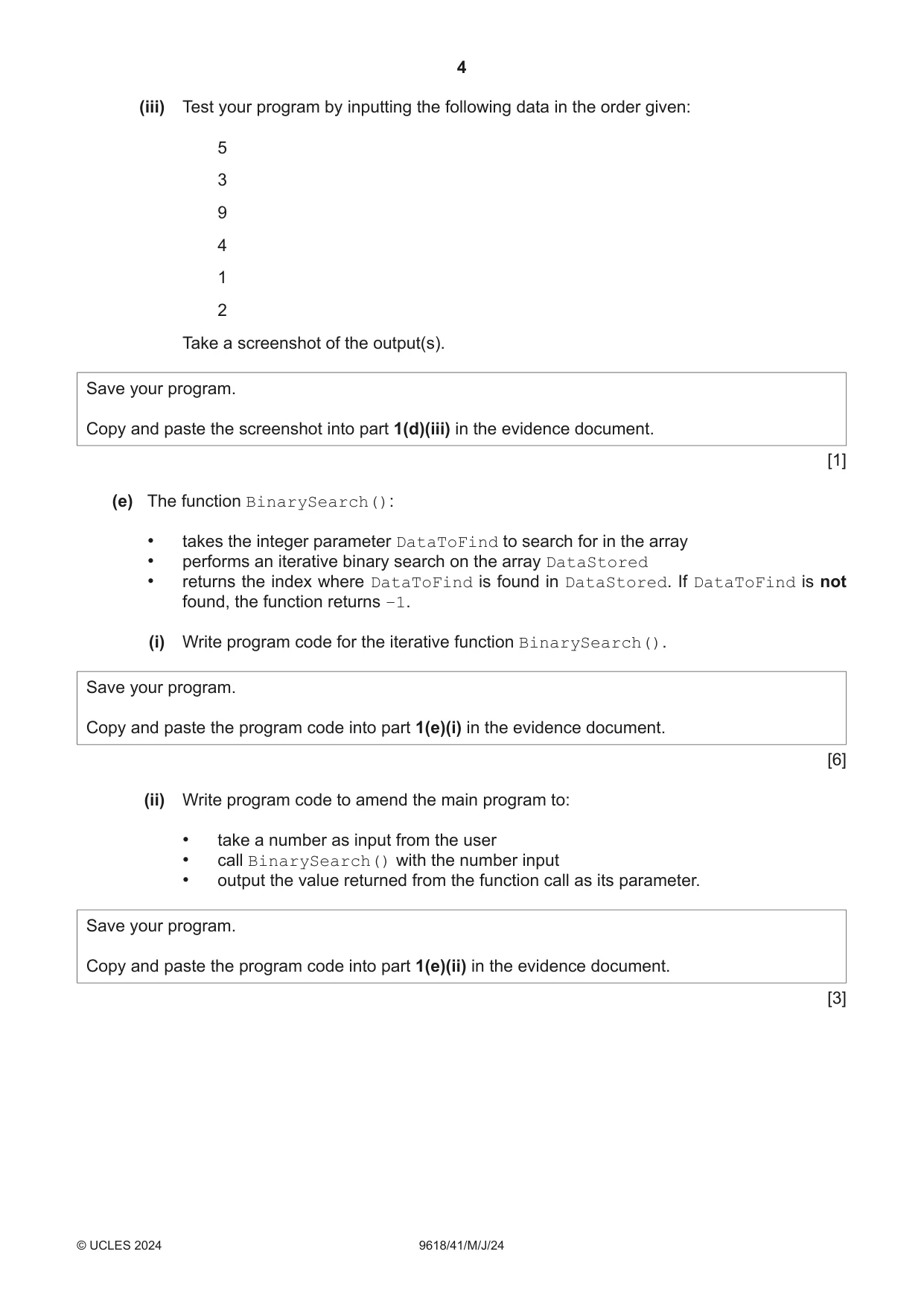 Cambridge A Level Computer Science 9618 2024 May/June Paper 4 · Variant 1 question paper, page 4 of 16