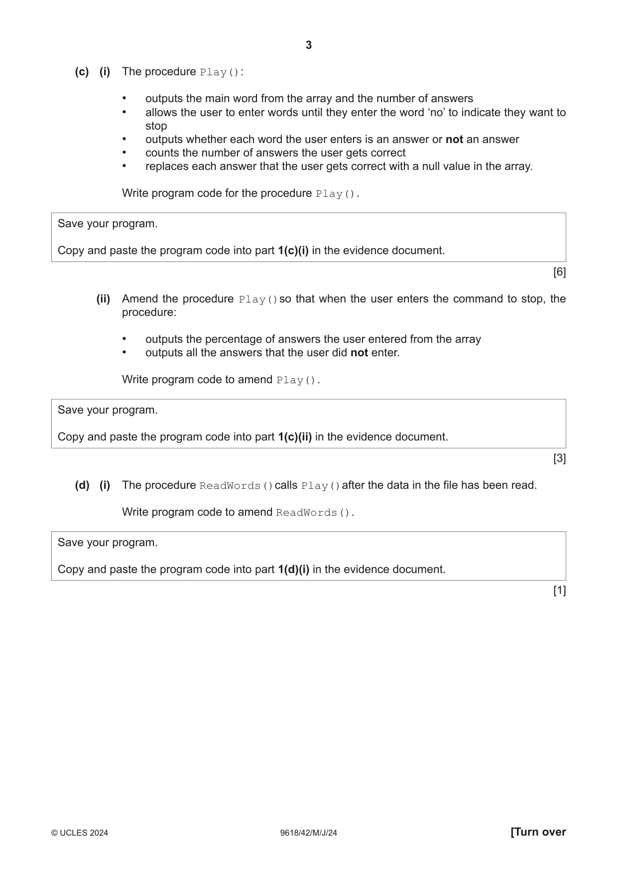 Cambridge A Level Computer Science 9618 2024 May/June Paper 4 · Variant 2 question paper, page 3 of 16