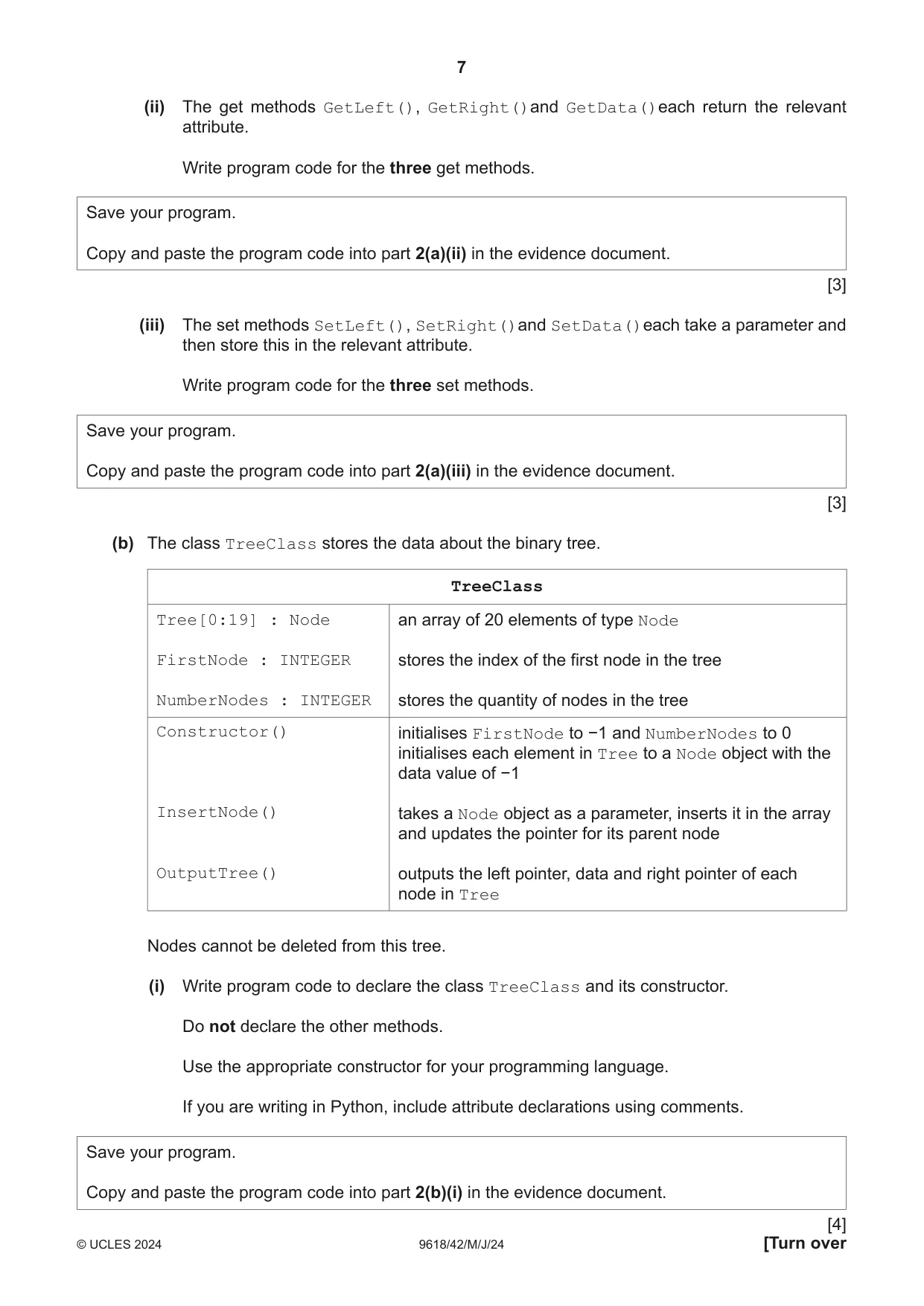 Cambridge A Level Computer Science 9618 2024 May/June Paper 4 · Variant 2 question paper, page 7 of 16
