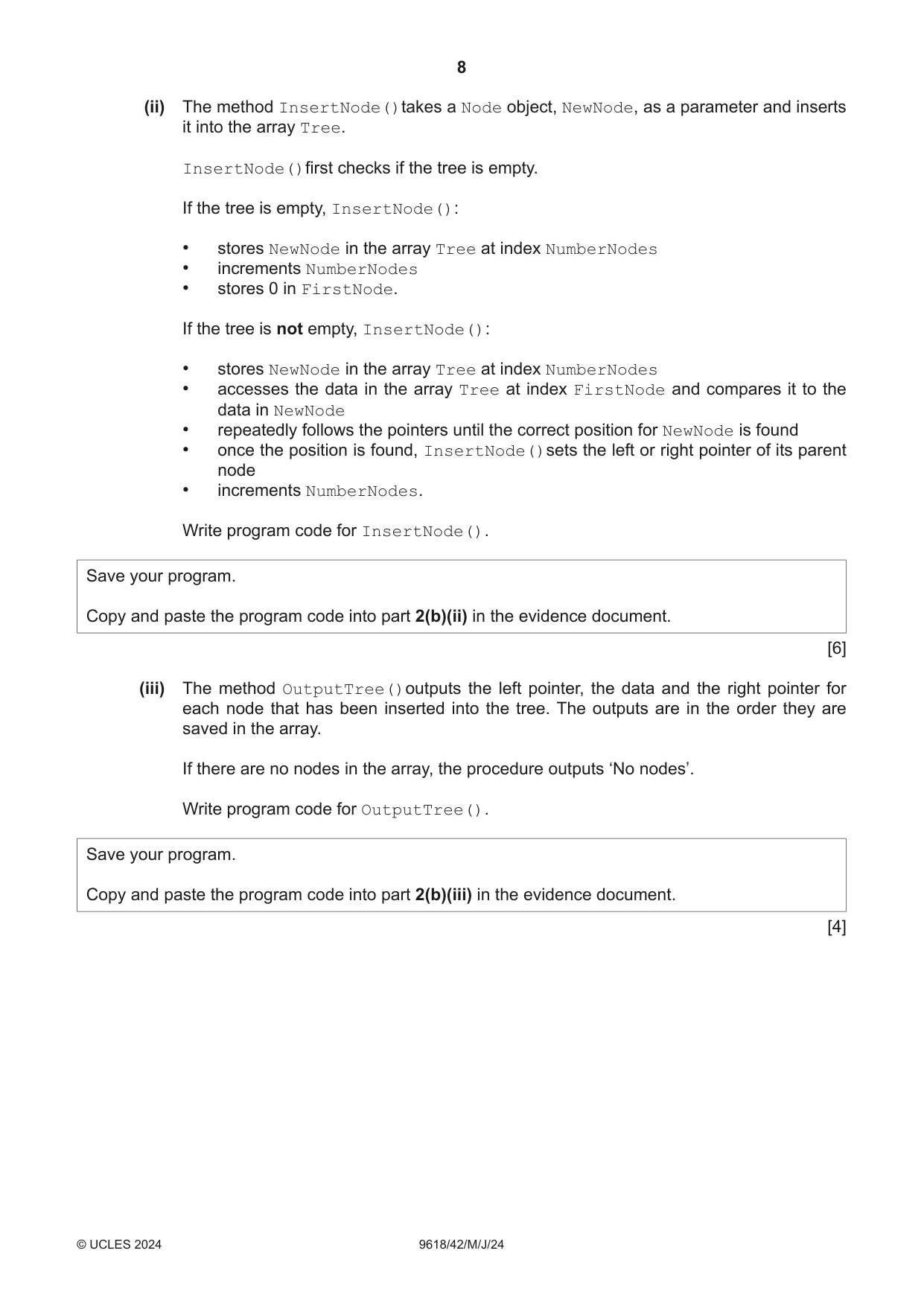 Cambridge A Level Computer Science 9618 2024 May/June Paper 4 · Variant 2 question paper, page 8 of 16