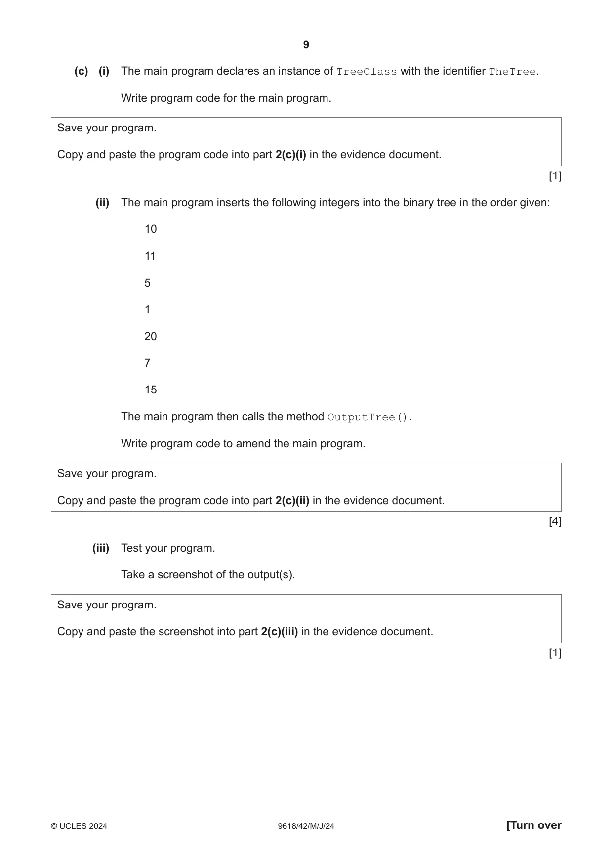 Cambridge A Level Computer Science 9618 2024 May/June Paper 4 · Variant 2 question paper, page 9 of 16
