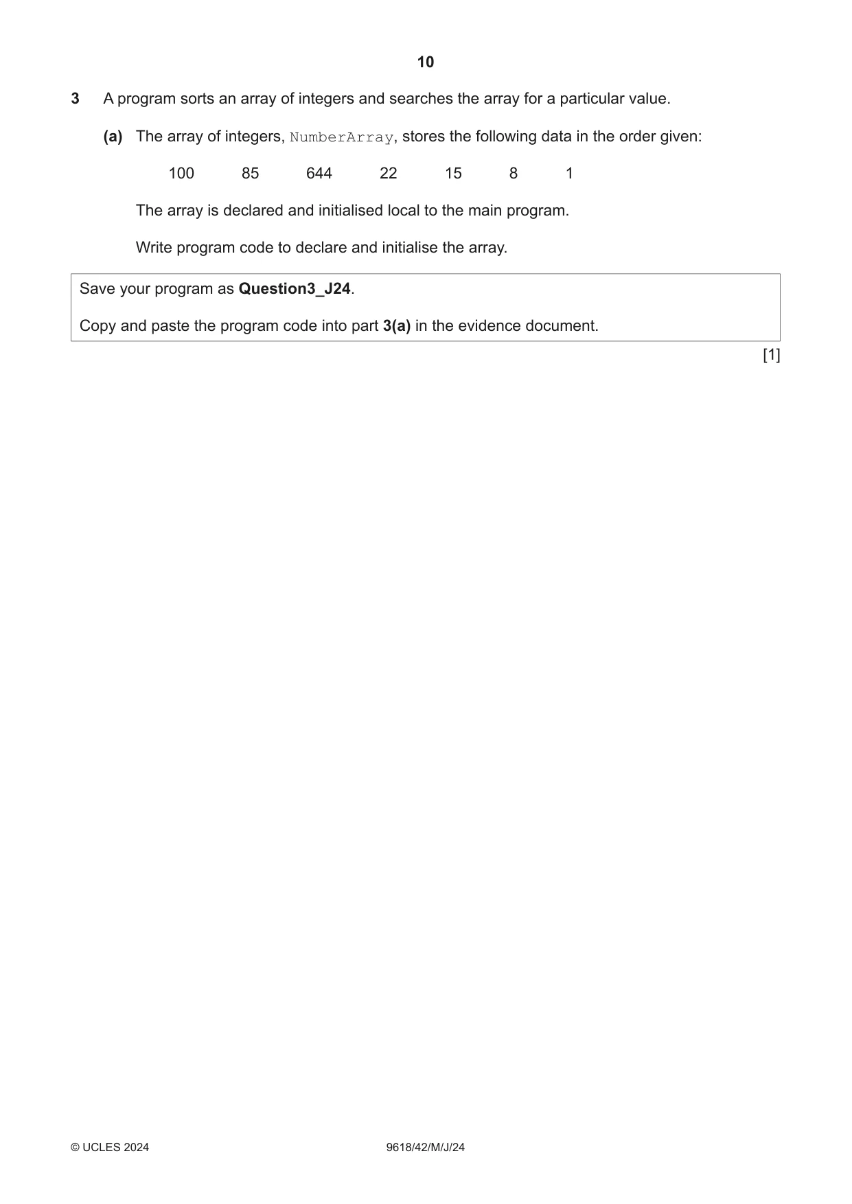 Cambridge A Level Computer Science 9618 2024 May/June Paper 4 · Variant 2 question paper, page 10 of 16
