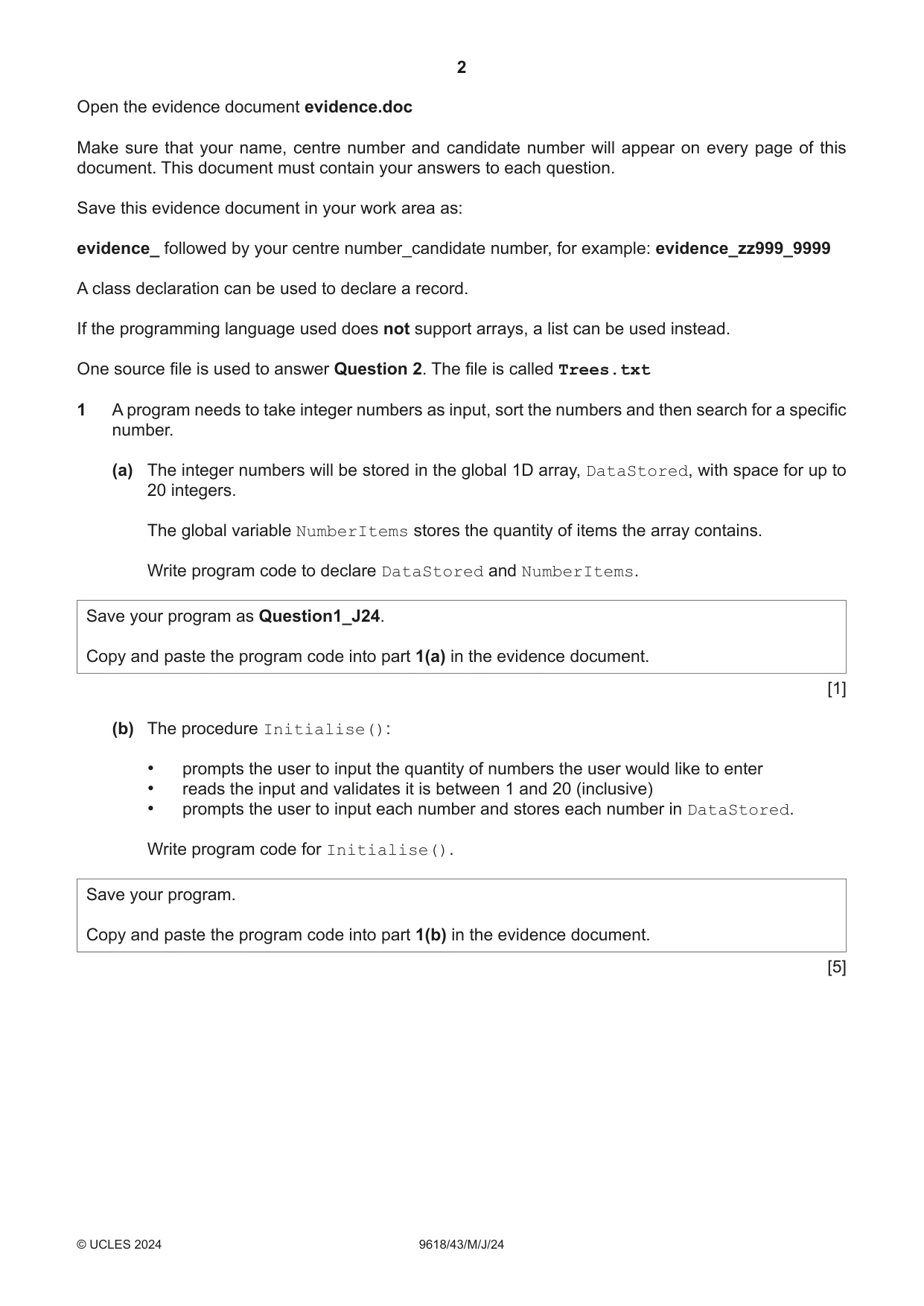 Cambridge A Level Computer Science 9618 2024 May/June Paper 4 · Variant 3 question paper, page 2 of 16
