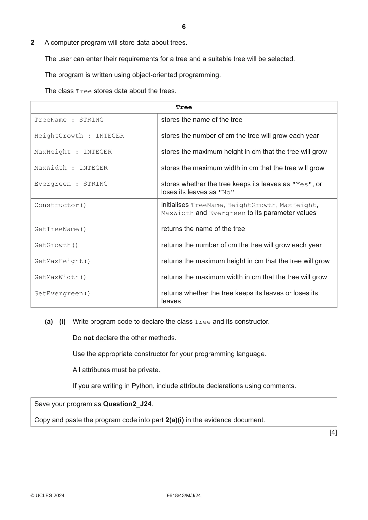 Cambridge A Level Computer Science 9618 2024 May/June Paper 4 · Variant 3 question paper, page 6 of 16