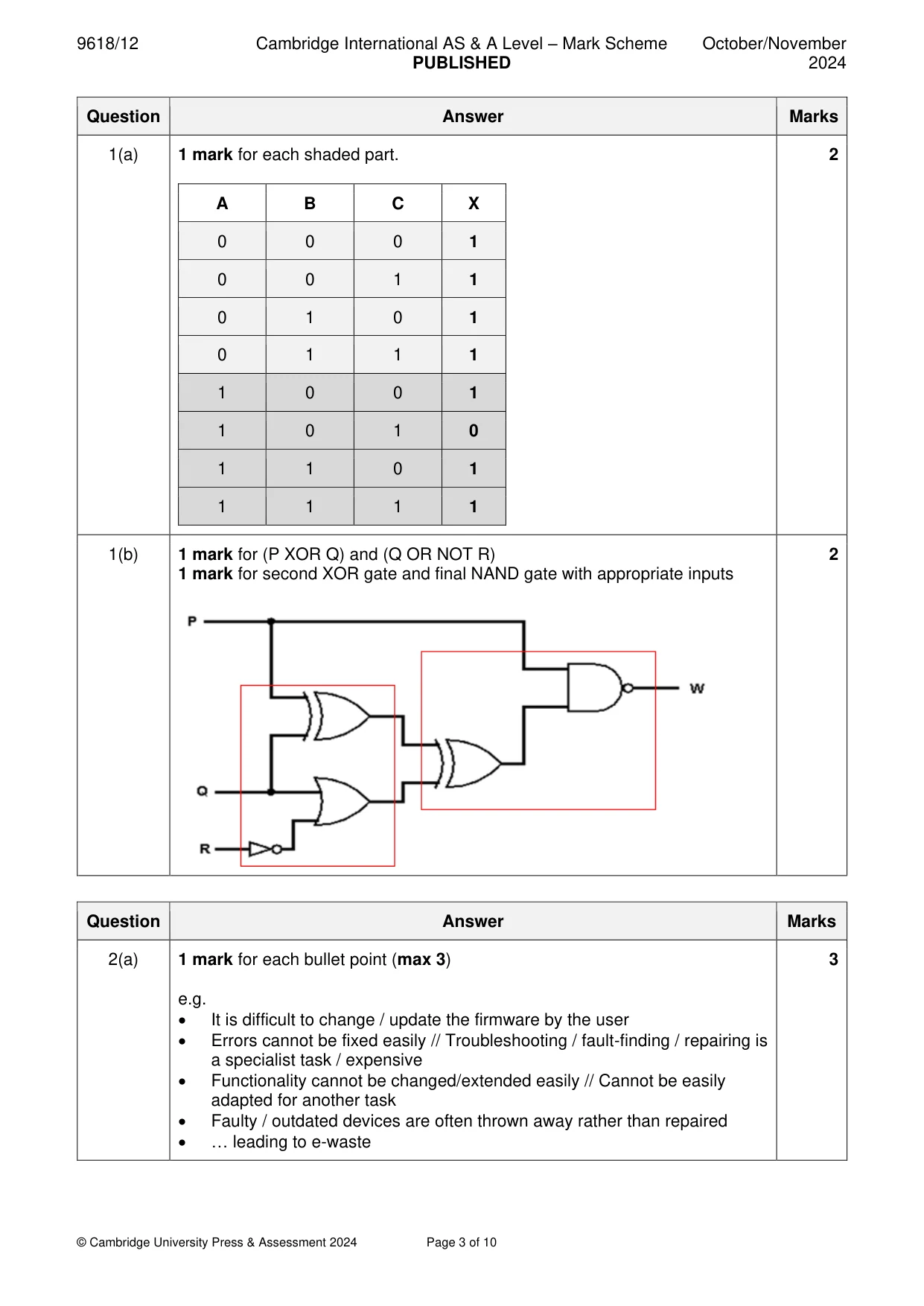 Mark scheme, page 3 of 10