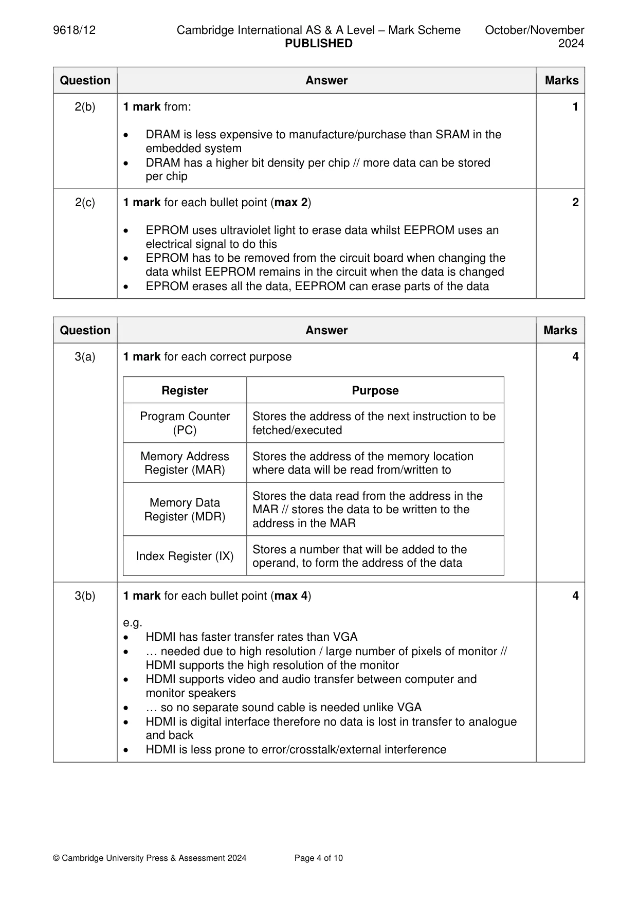 Mark scheme, page 4 of 10