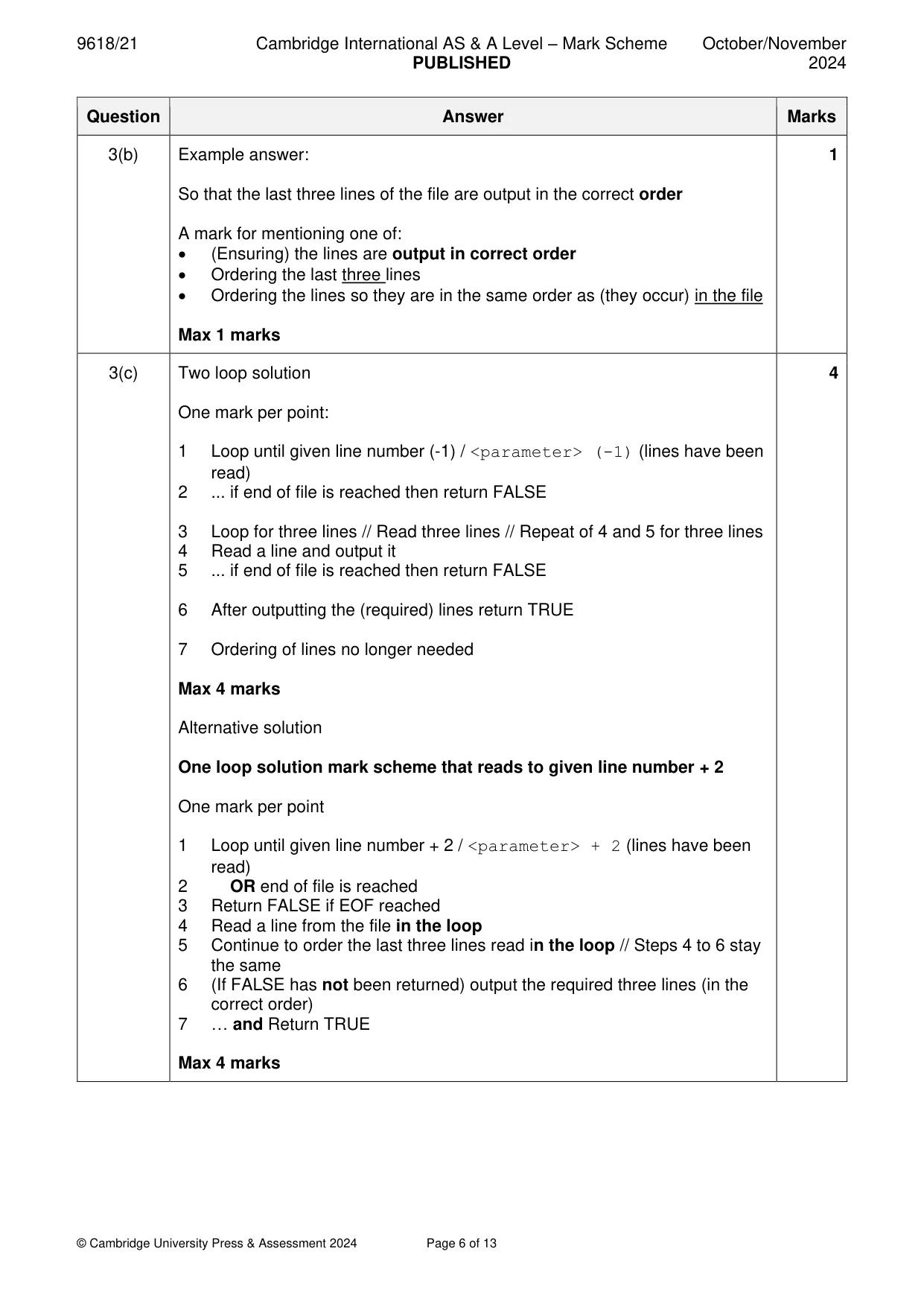 Mark scheme, page 6 of 13