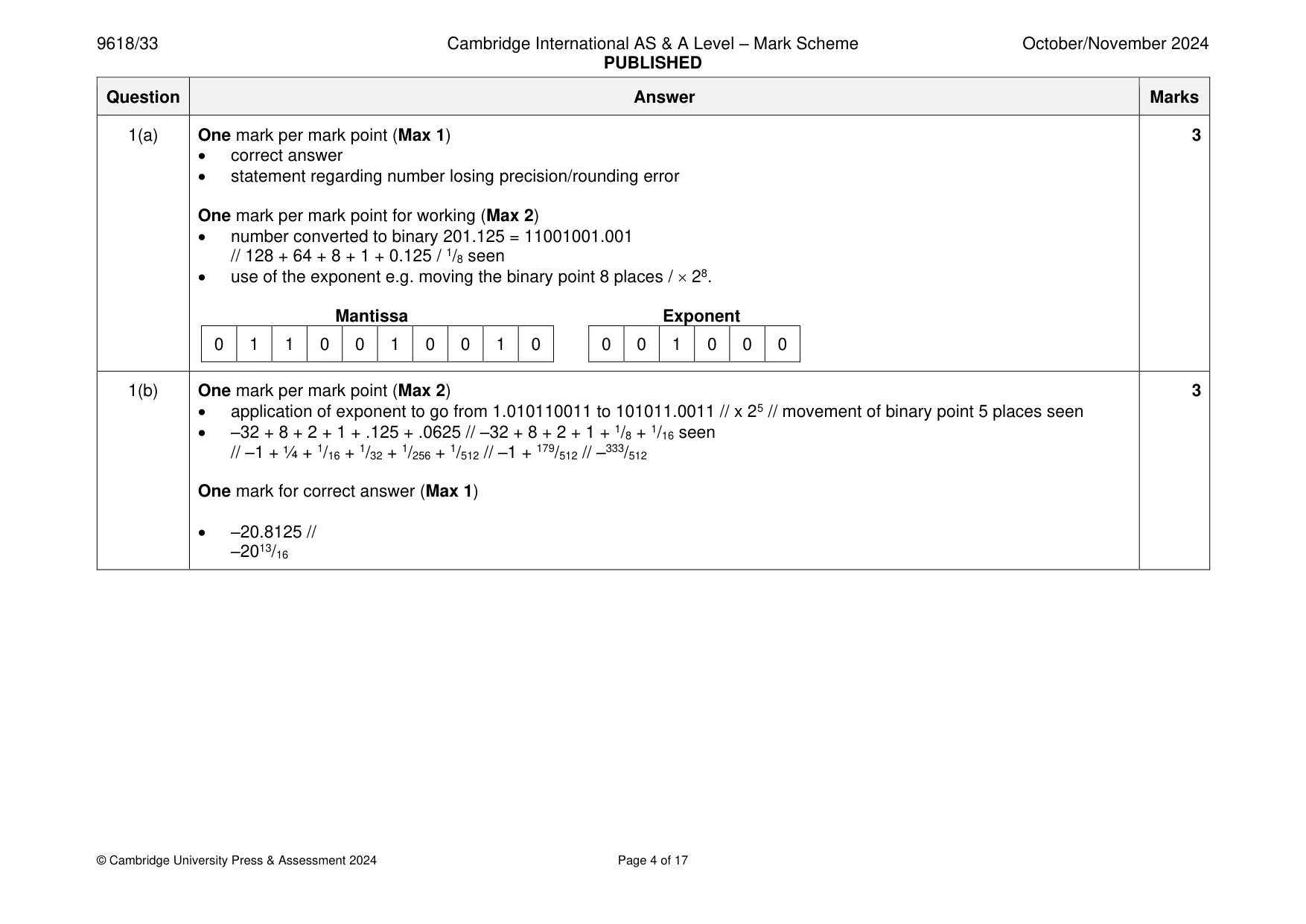 Mark scheme, page 4 of 17