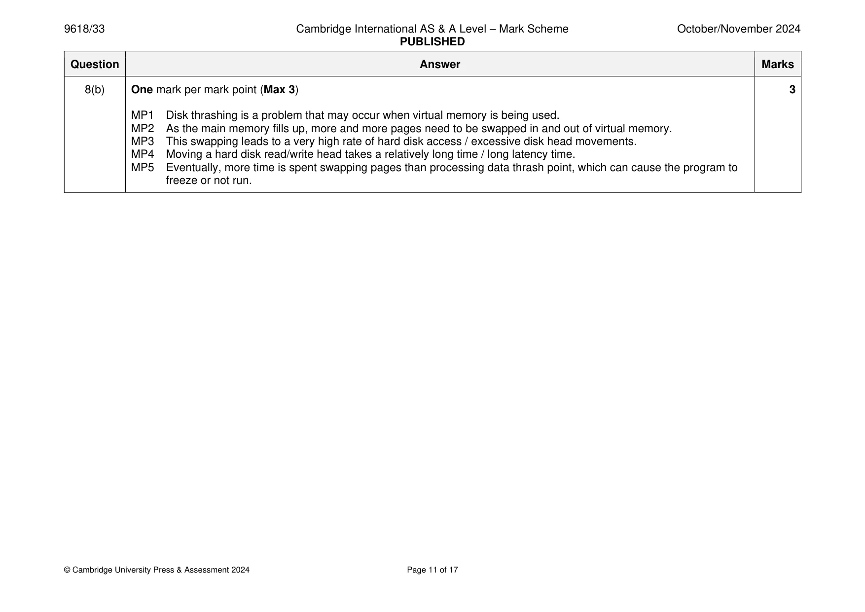 Mark scheme, page 11 of 17