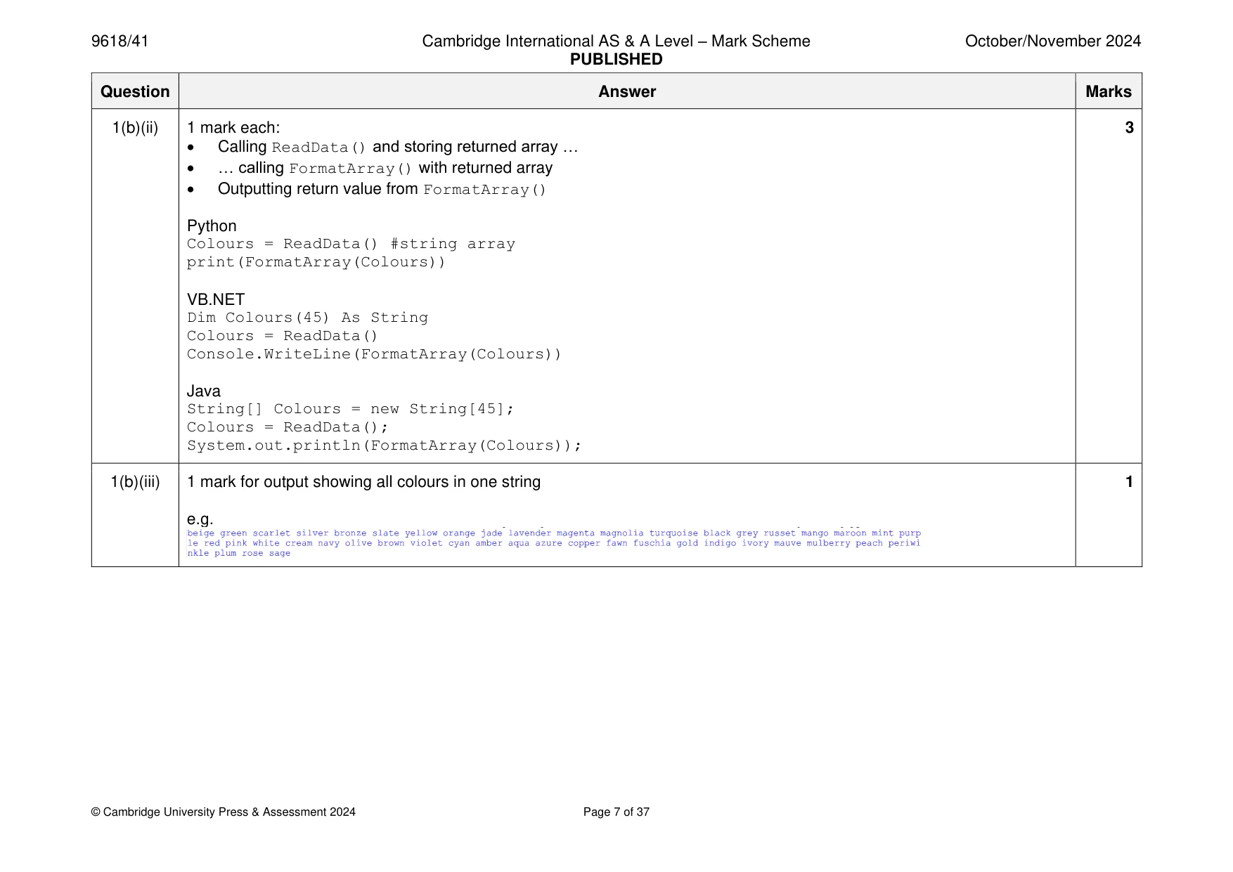 Mark scheme, page 7 of 37