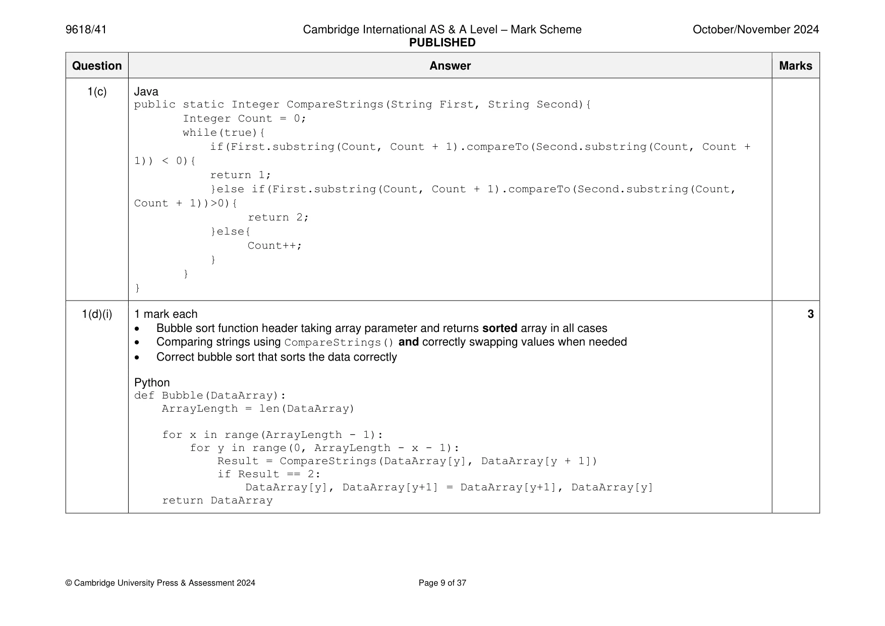 Mark scheme, page 9 of 37