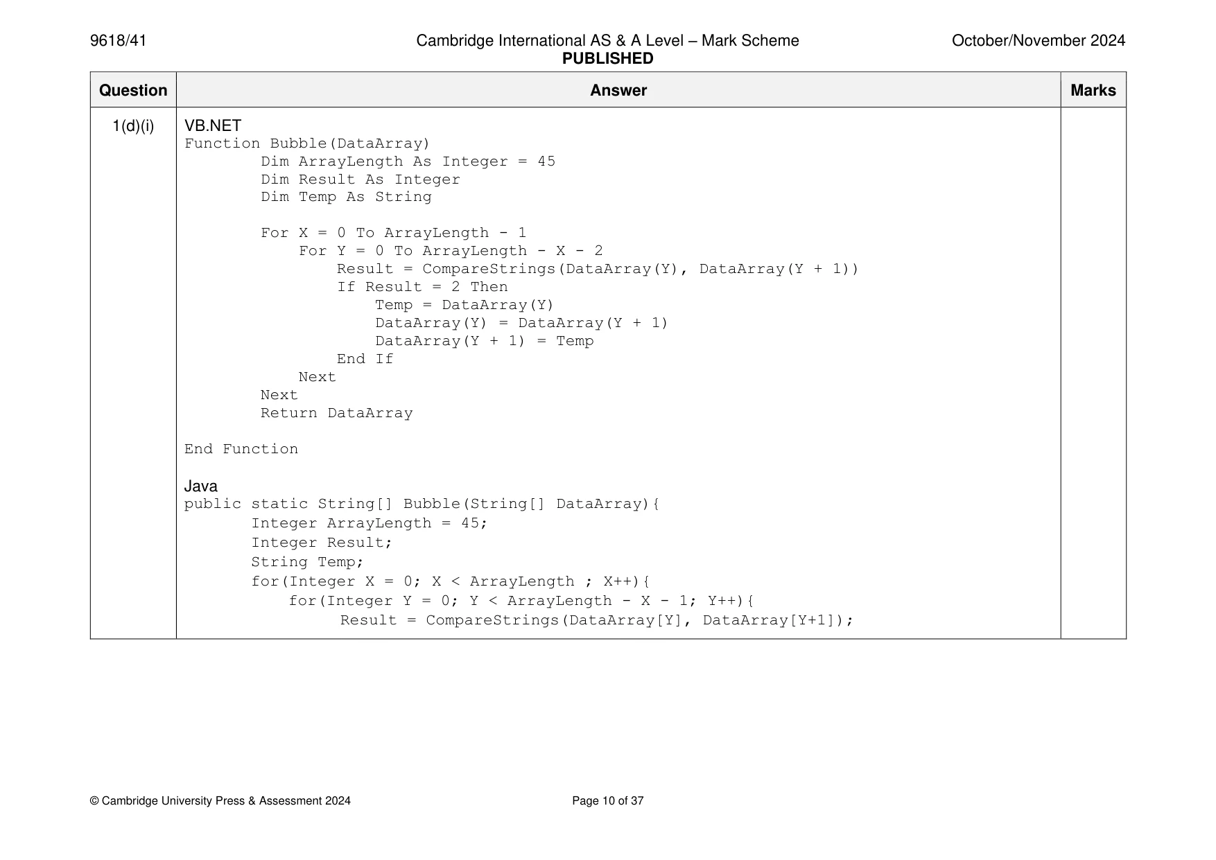 Mark scheme, page 10 of 37