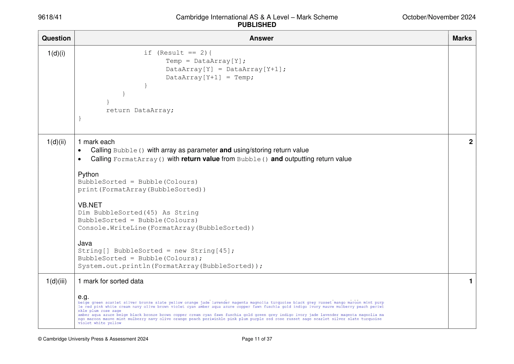Mark scheme, page 11 of 37