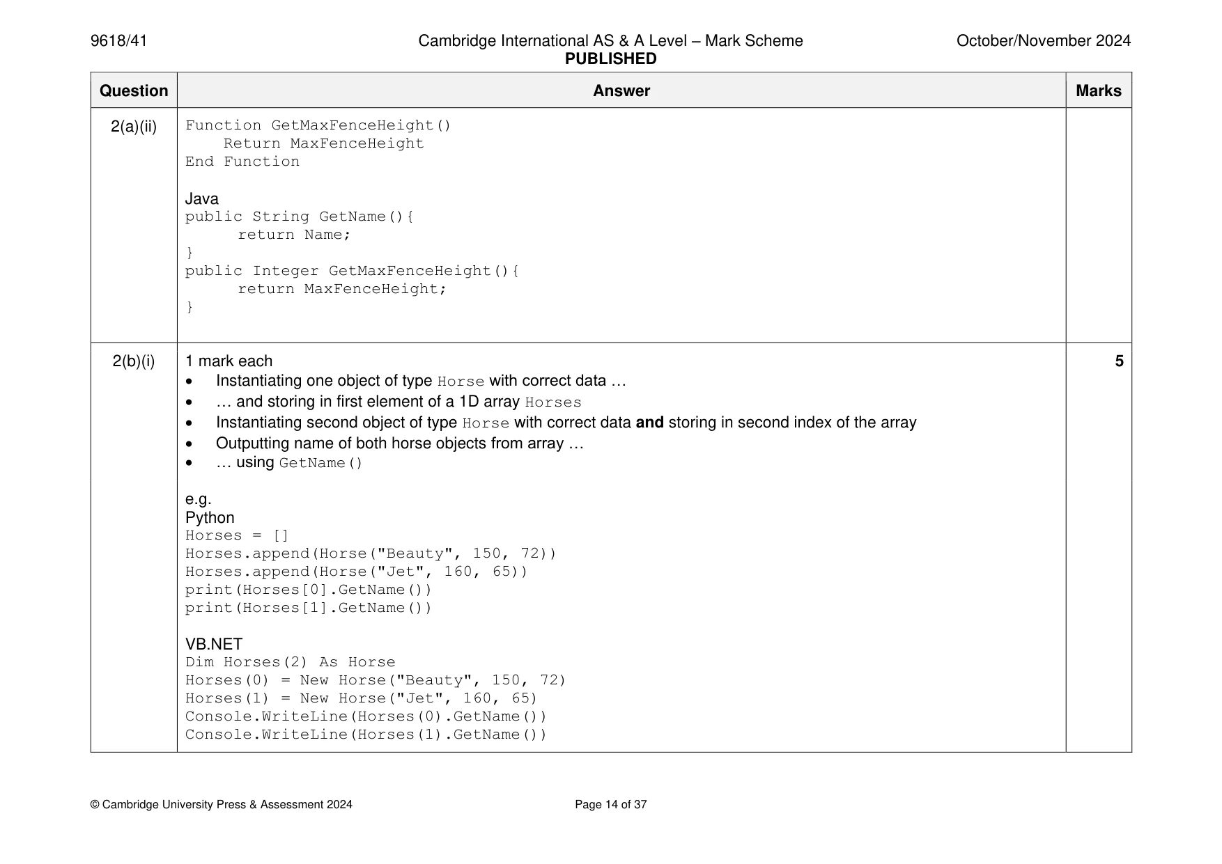 Mark scheme, page 14 of 37