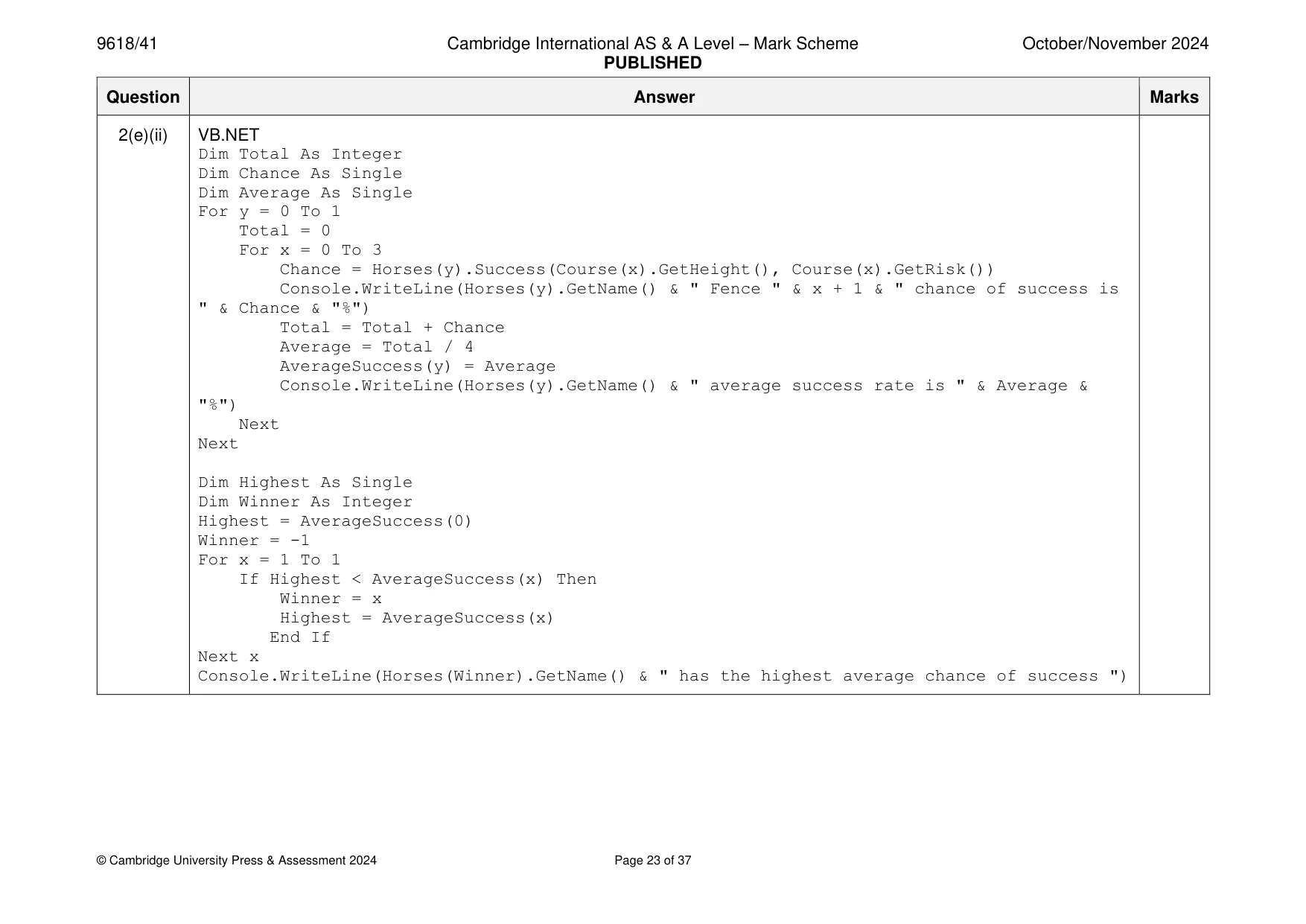 Mark scheme, page 23 of 37
