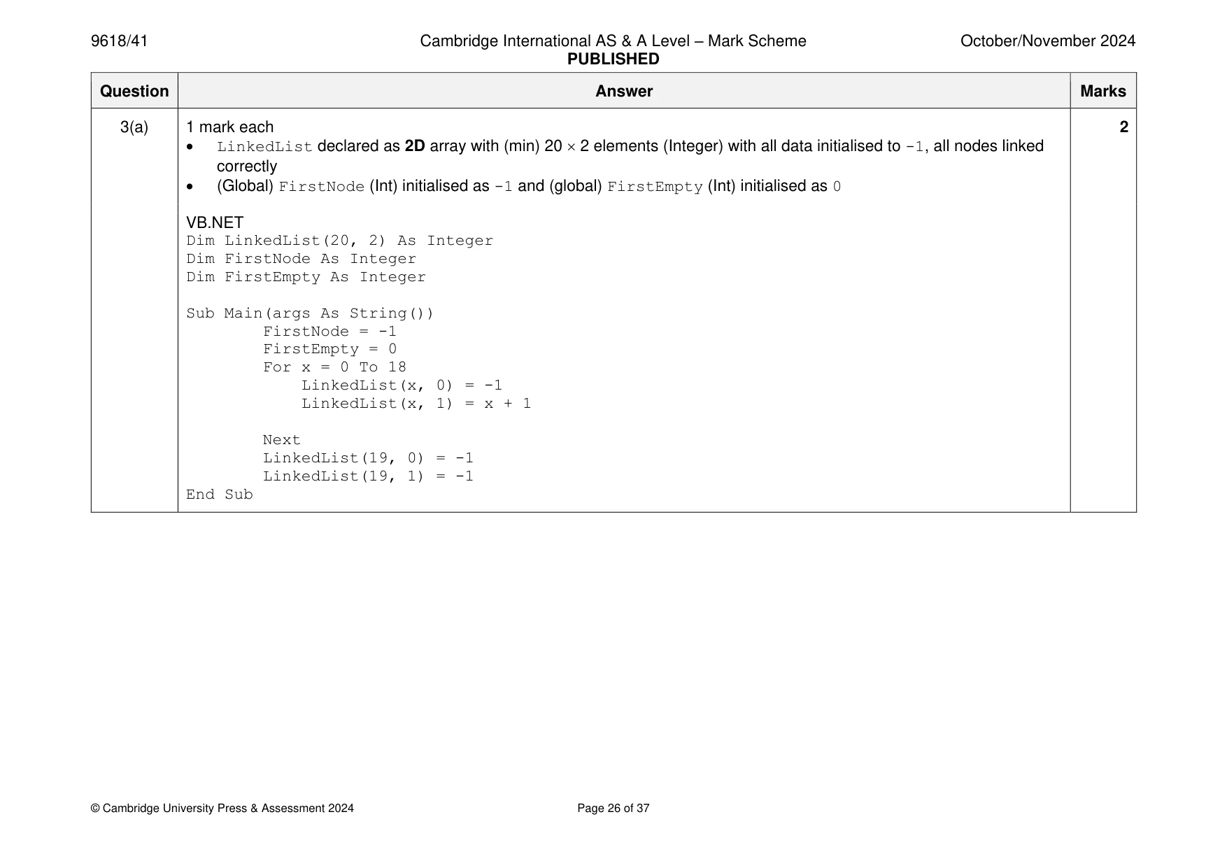 Mark scheme, page 26 of 37