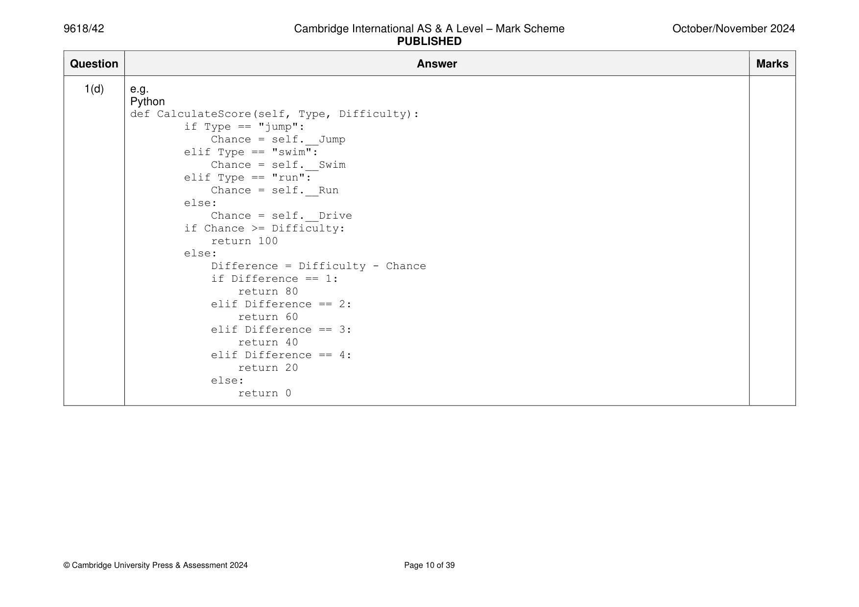 Mark scheme, page 10 of 39