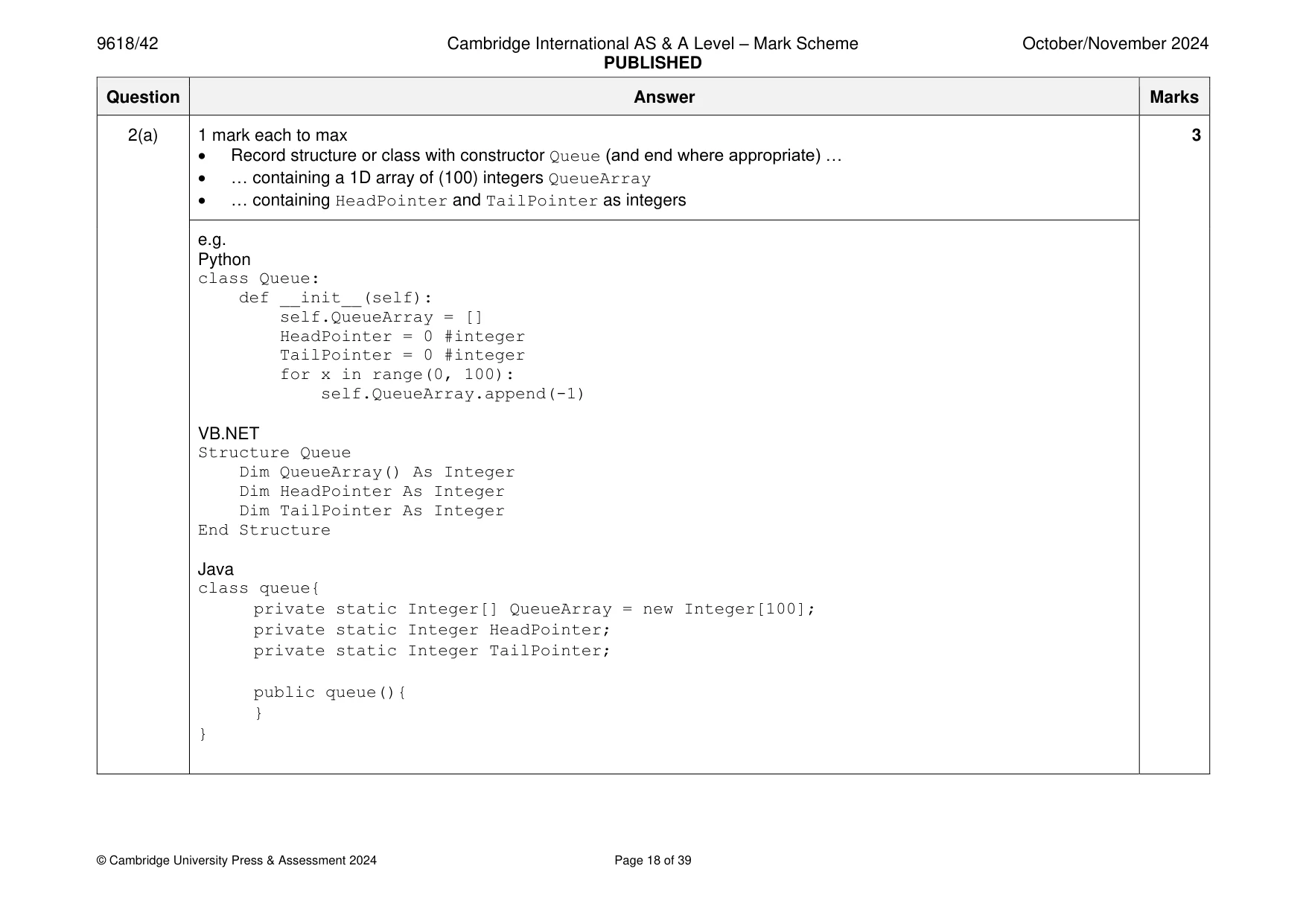 Mark scheme, page 18 of 39