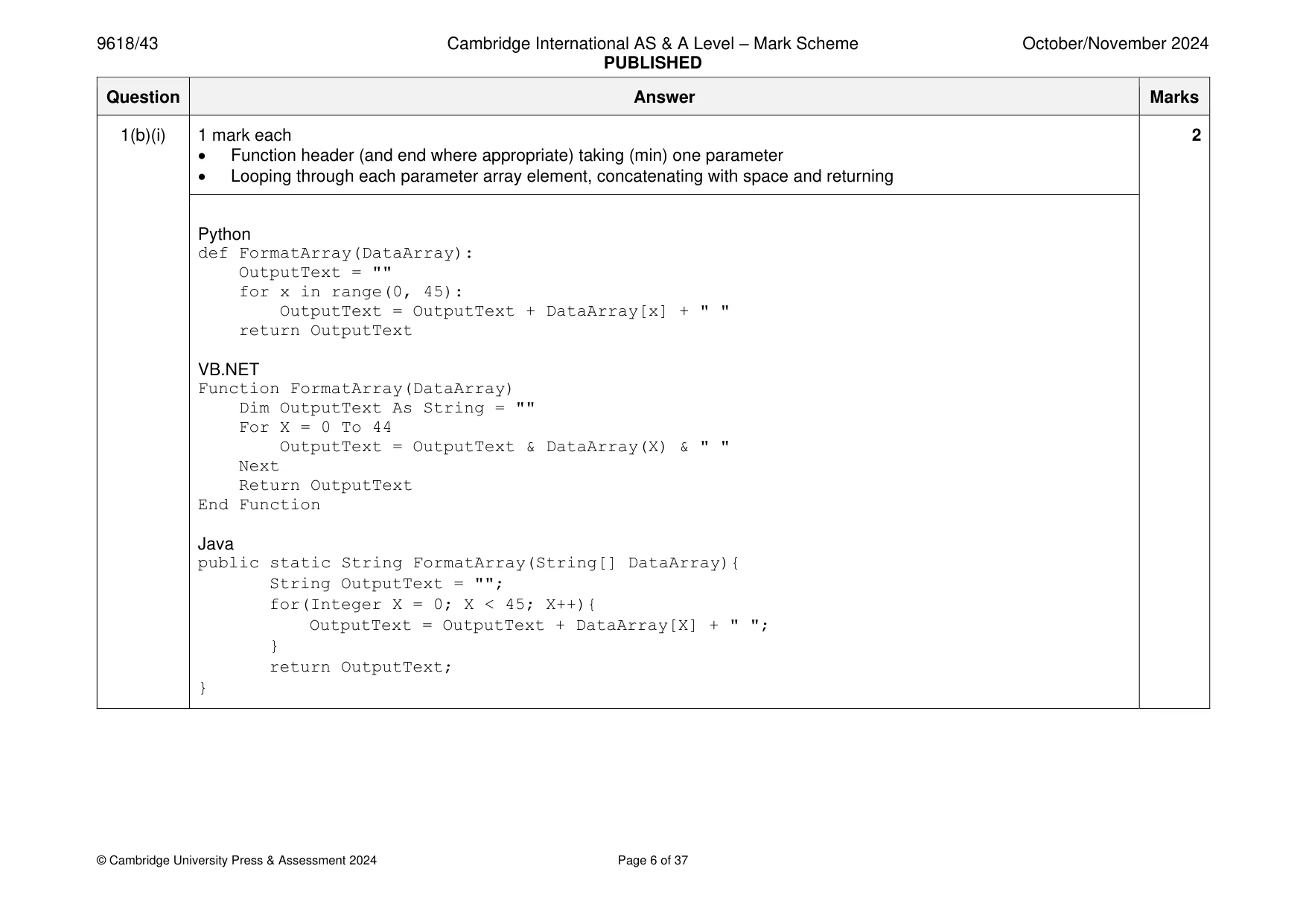 Mark scheme, page 6 of 37