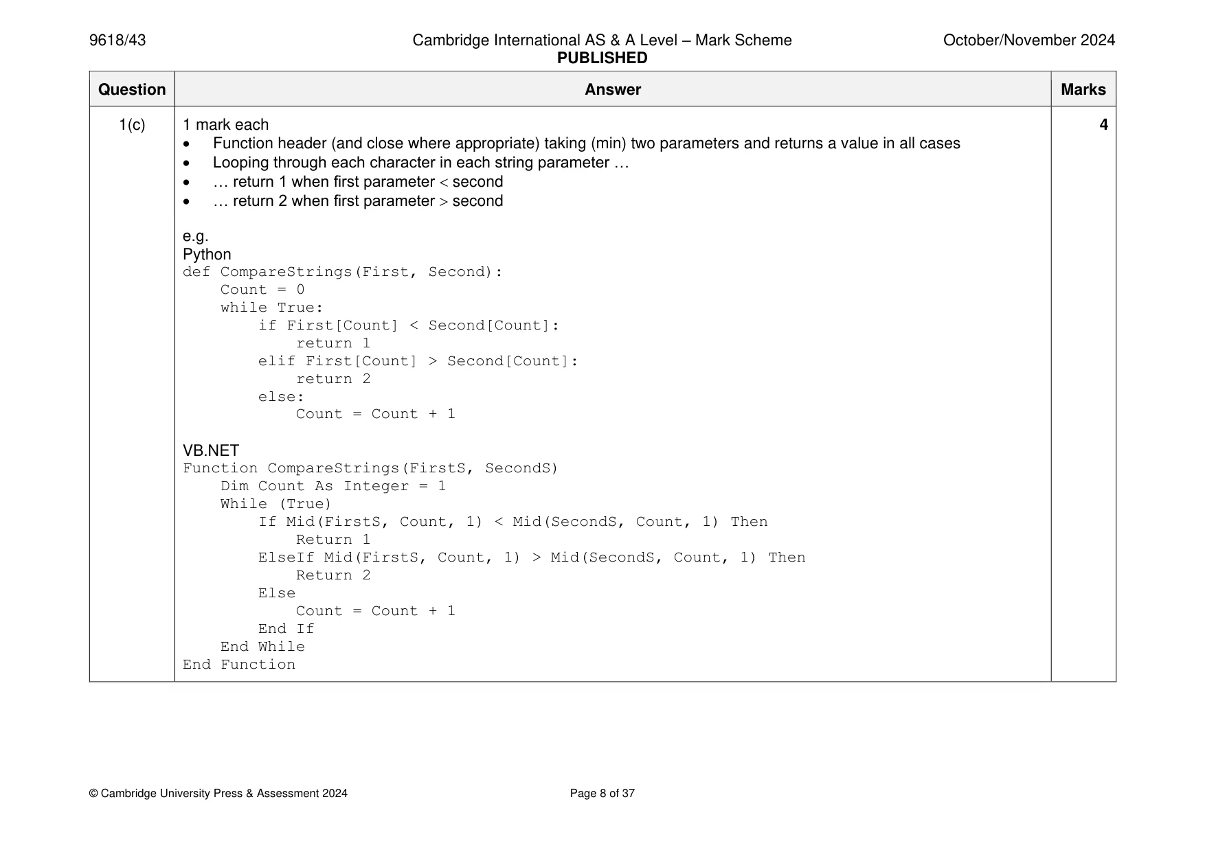 Mark scheme, page 8 of 37