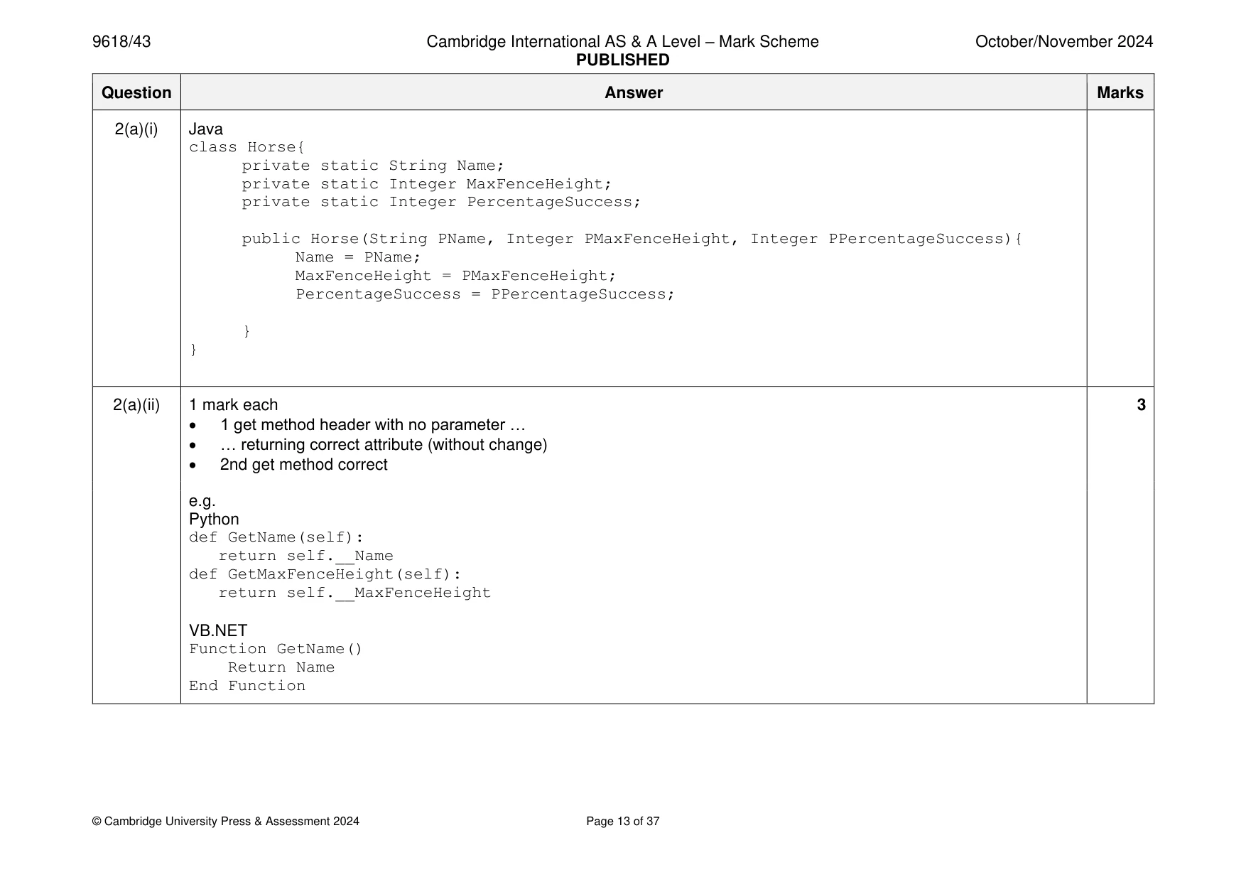 Mark scheme, page 13 of 37