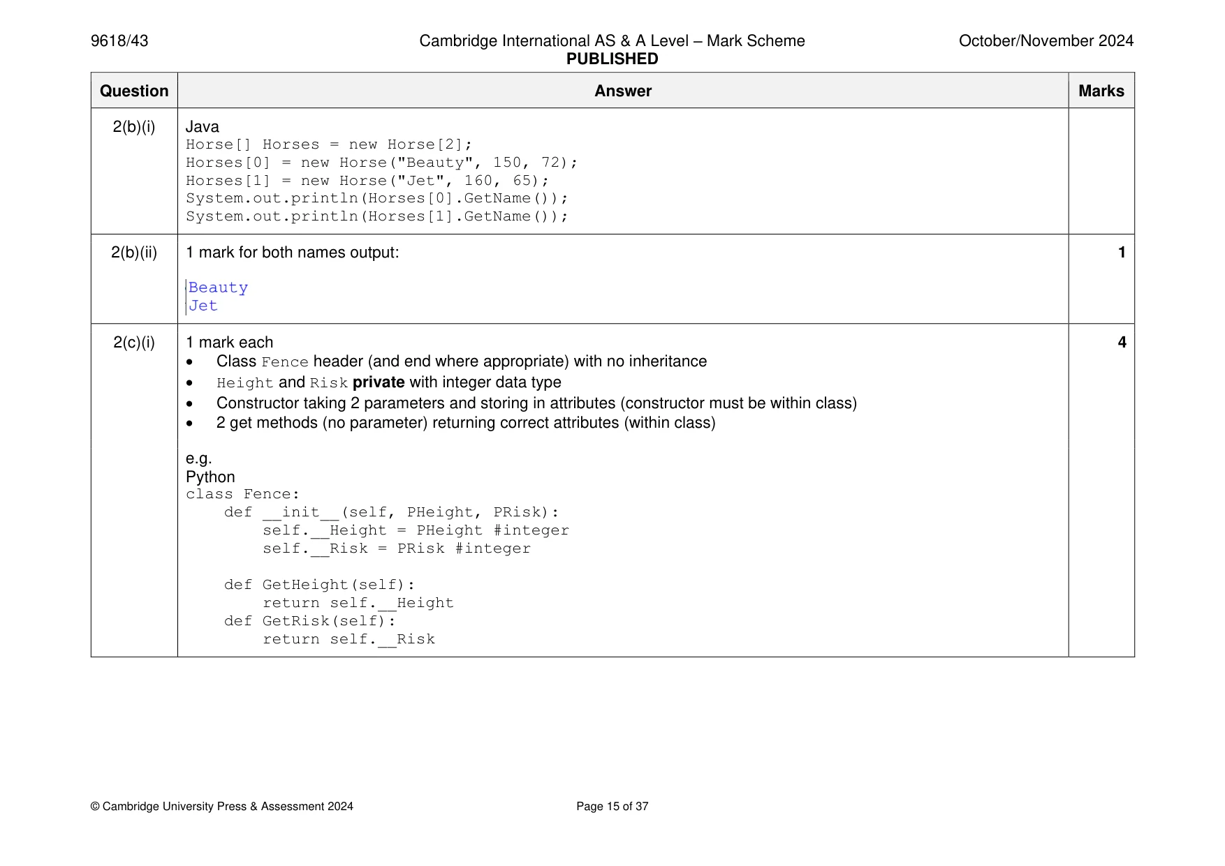 Mark scheme, page 15 of 37