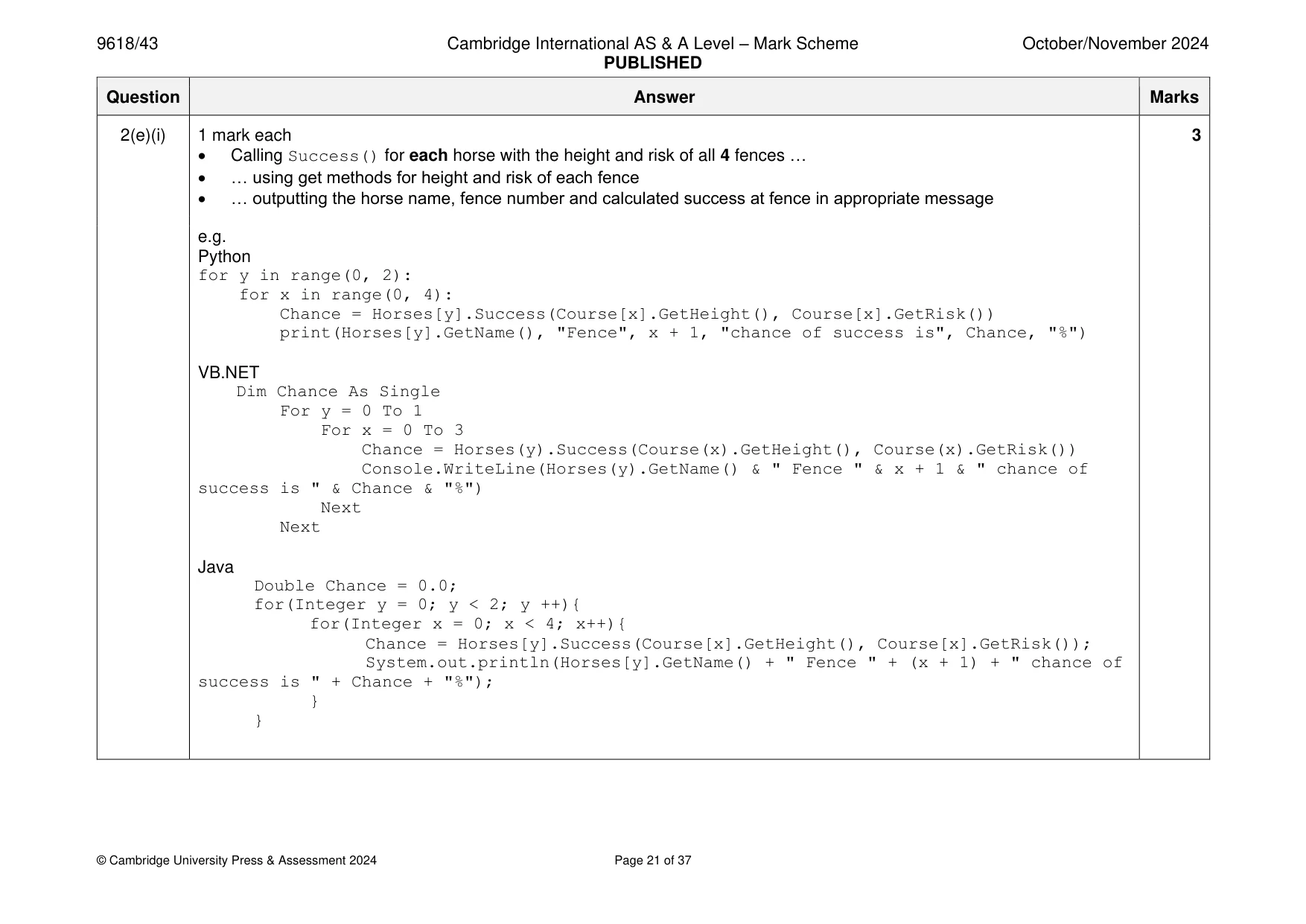 Mark scheme, page 21 of 37