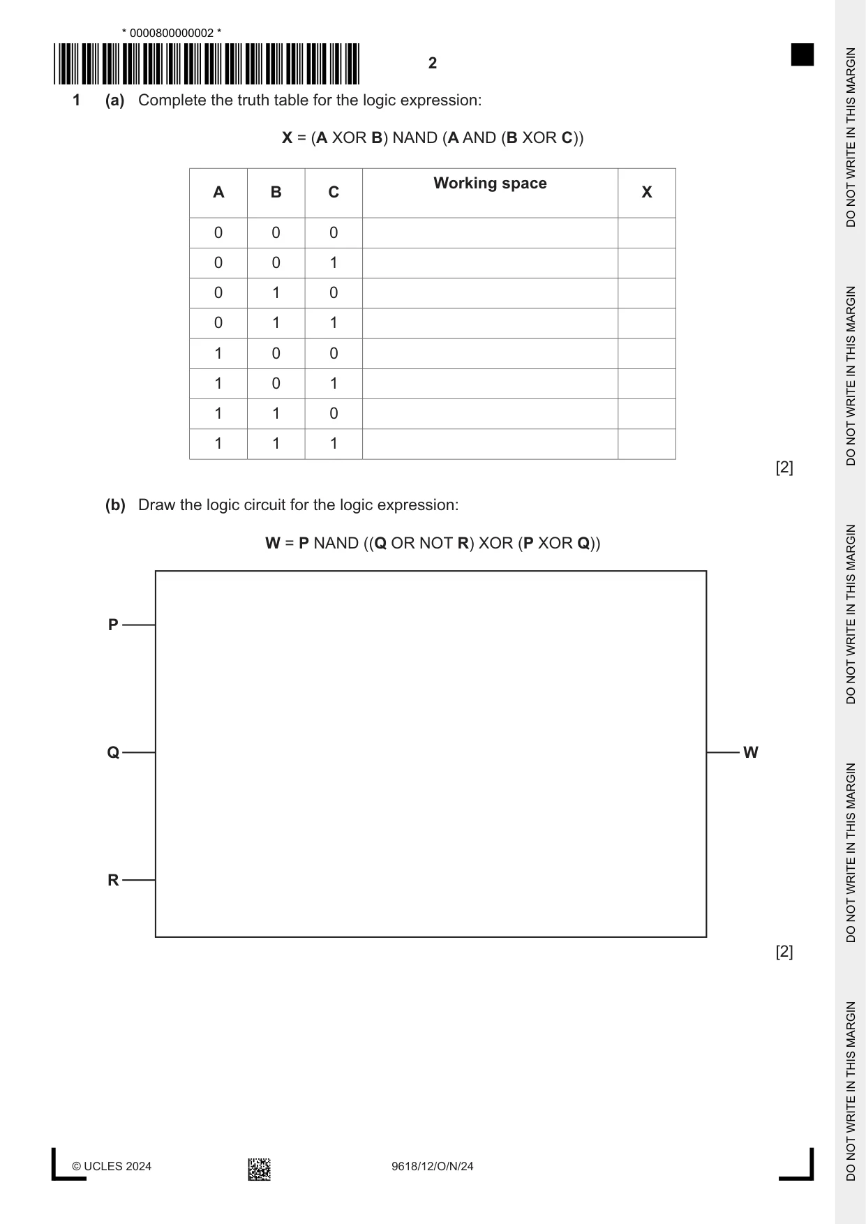 Cambridge A Level Computer Science 9618 2024 Oct/Nov Paper 1 · Variant 2 question paper, page 2 of 16