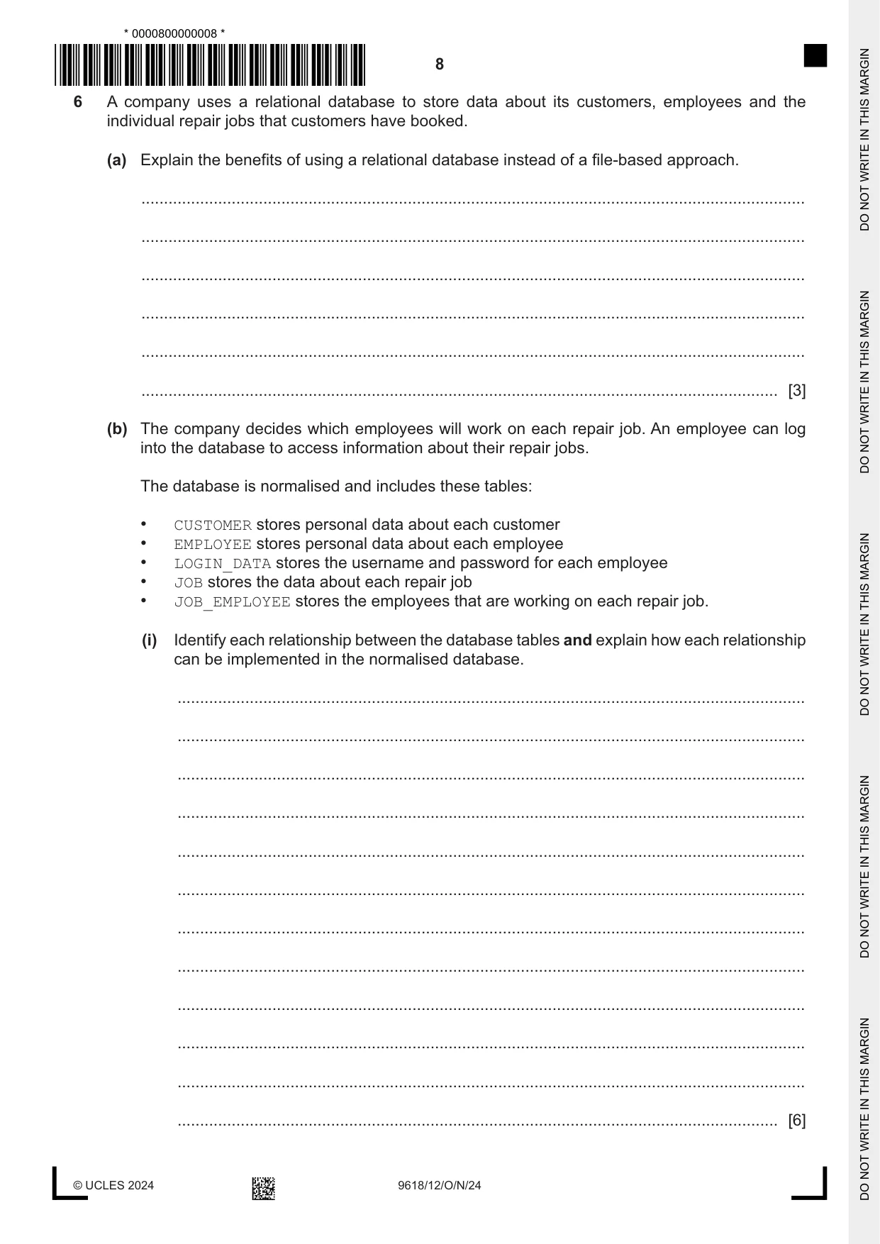 Cambridge A Level Computer Science 9618 2024 Oct/Nov Paper 1 · Variant 2 question paper, page 8 of 16