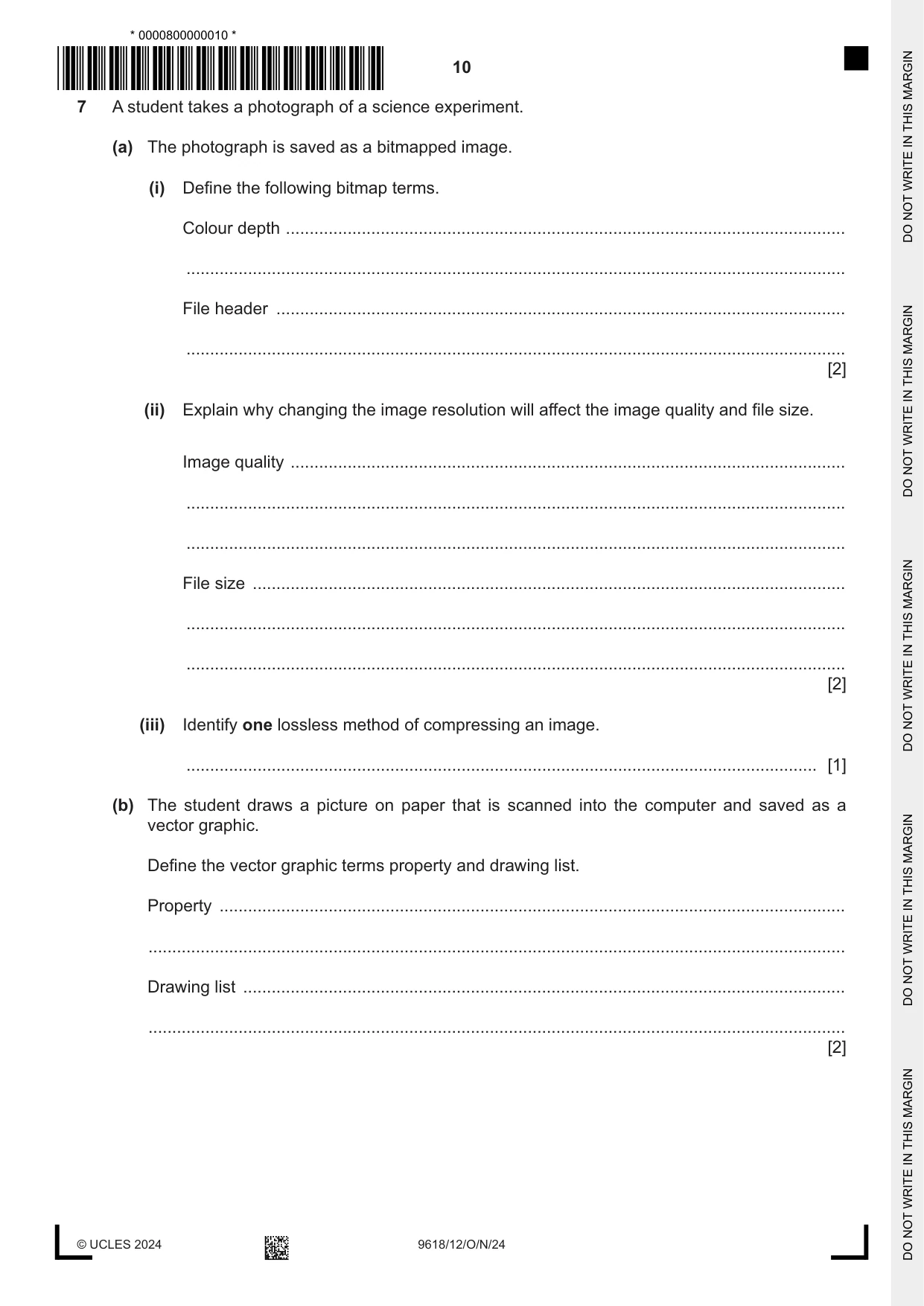 Cambridge A Level Computer Science 9618 2024 Oct/Nov Paper 1 · Variant 2 question paper, page 10 of 16