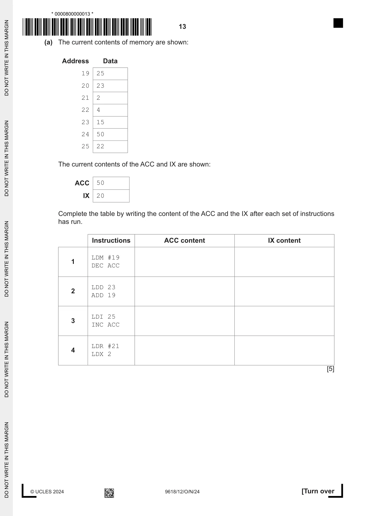 Cambridge A Level Computer Science 9618 2024 Oct/Nov Paper 1 · Variant 2 question paper, page 13 of 16