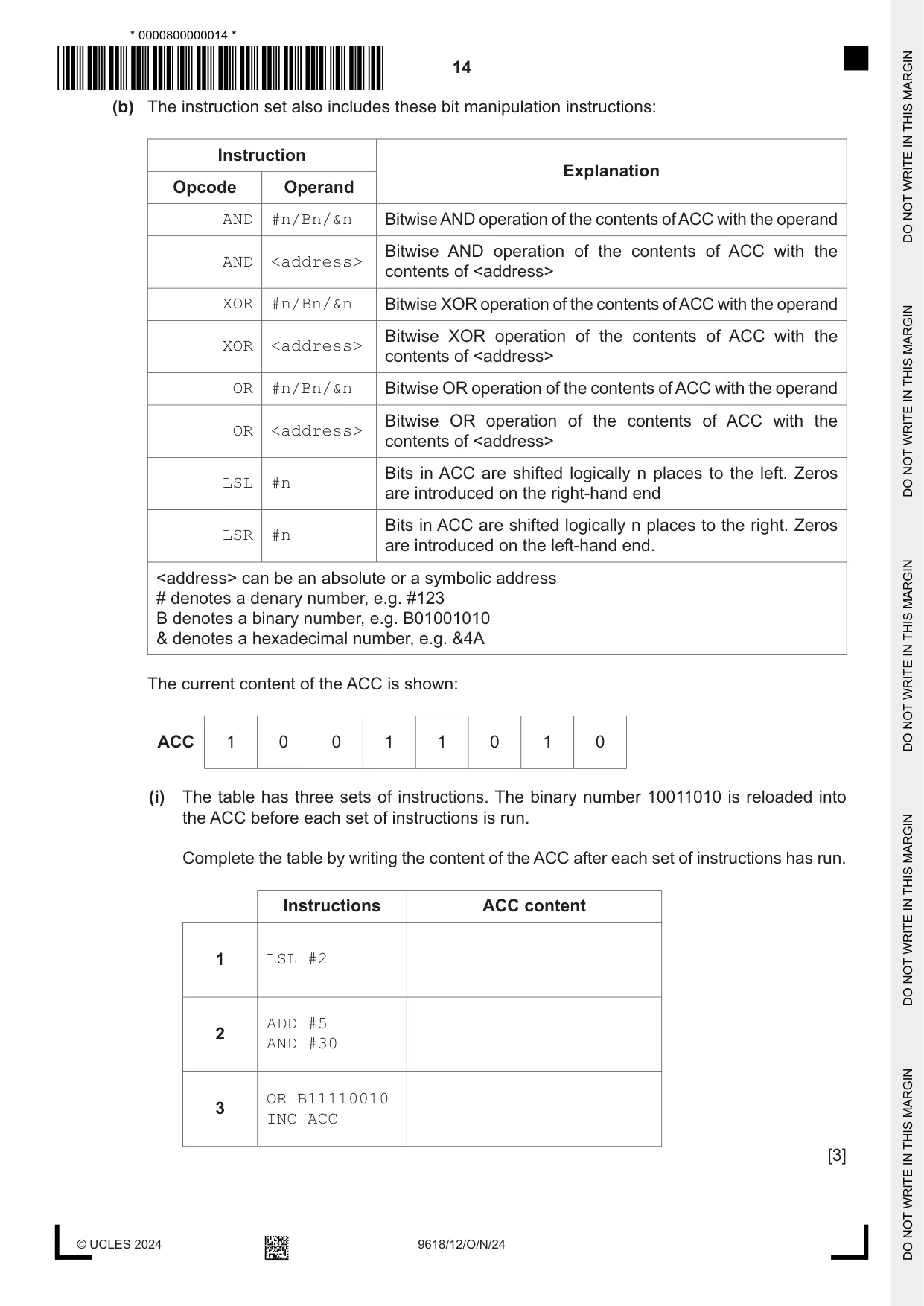 Cambridge A Level Computer Science 9618 2024 Oct/Nov Paper 1 · Variant 2 question paper, page 14 of 16