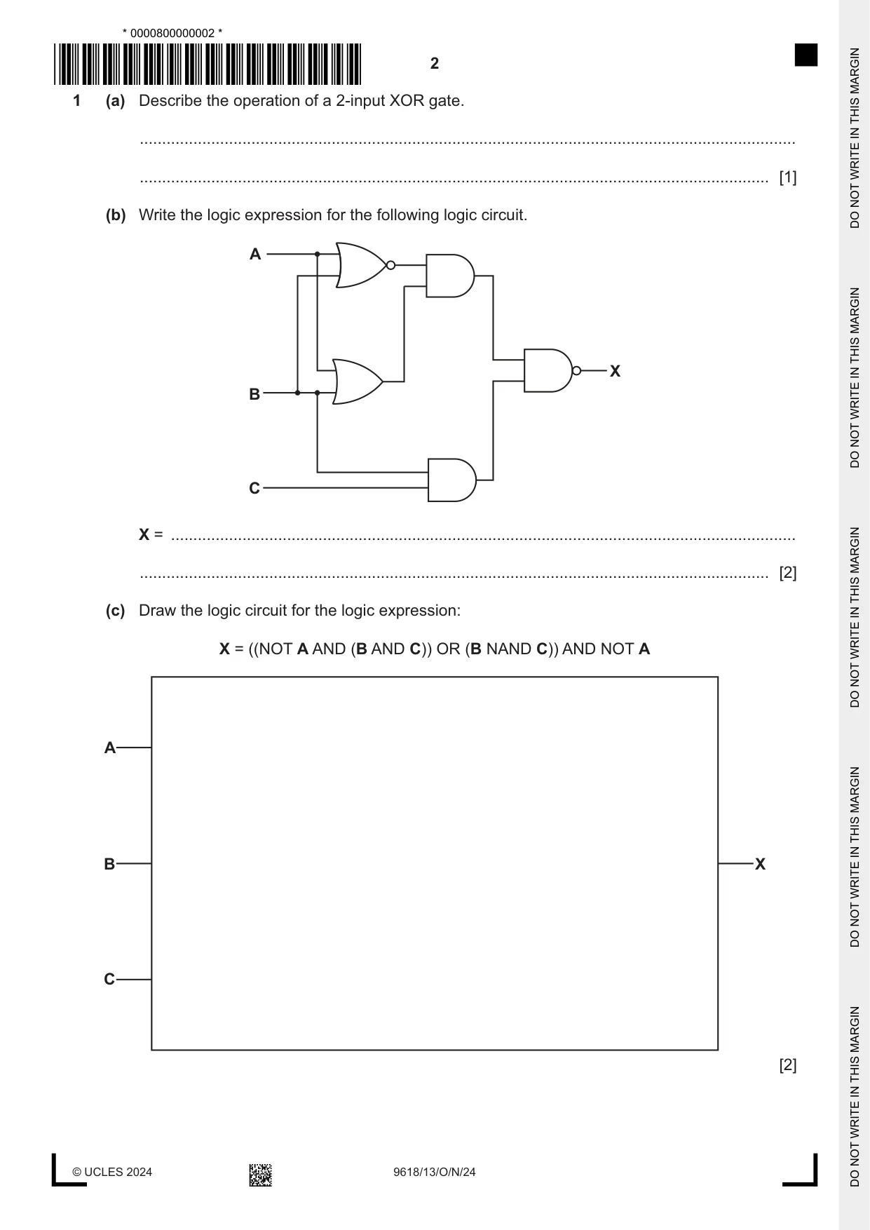 Cambridge A Level Computer Science 9618 2024 Oct/Nov Paper 1 · Variant 3 question paper, page 2 of 20