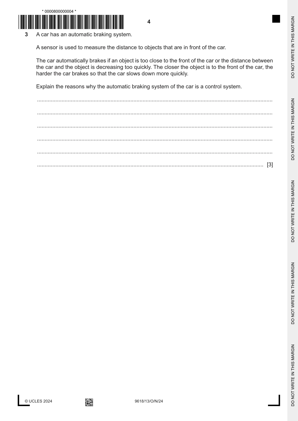 Cambridge A Level Computer Science 9618 2024 Oct/Nov Paper 1 · Variant 3 question paper, page 4 of 20