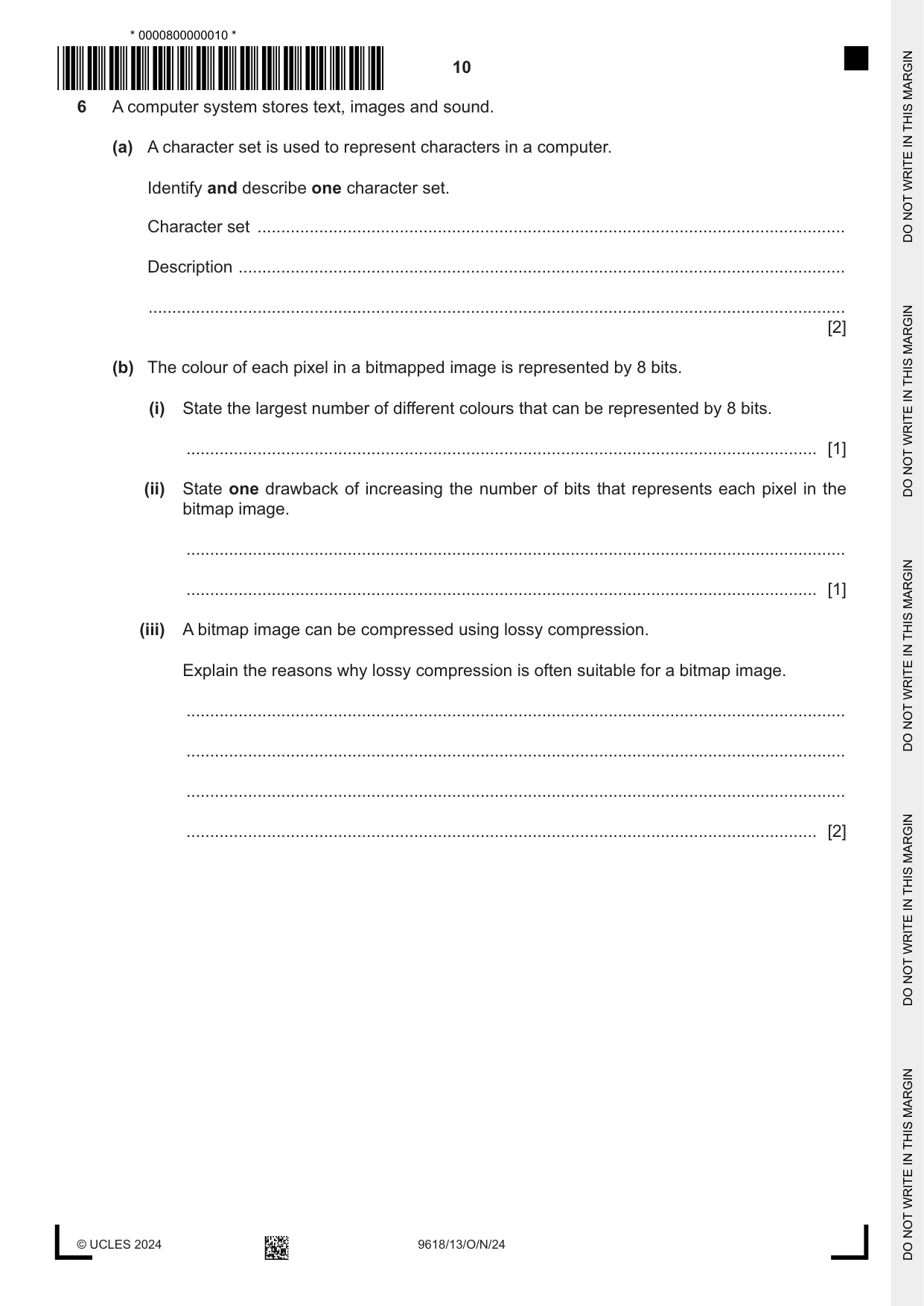Cambridge A Level Computer Science 9618 2024 Oct/Nov Paper 1 · Variant 3 question paper, page 10 of 20