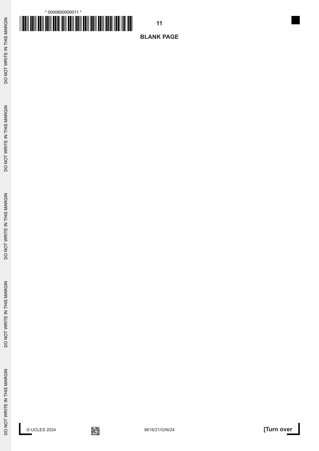 Cambridge A Level Computer Science 9618 2024 Oct/Nov Paper 2 · Variant 1 question paper, page 11 of 20