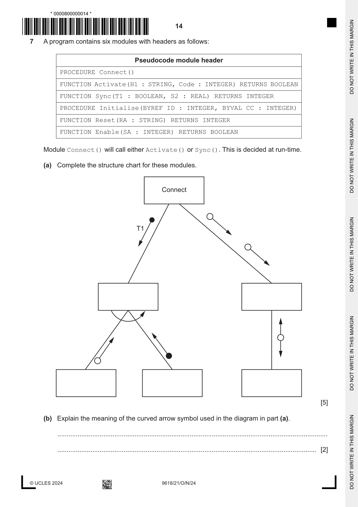 Cambridge A Level Computer Science 9618 2024 Oct/Nov Paper 2 · Variant 1 question paper, page 14 of 20